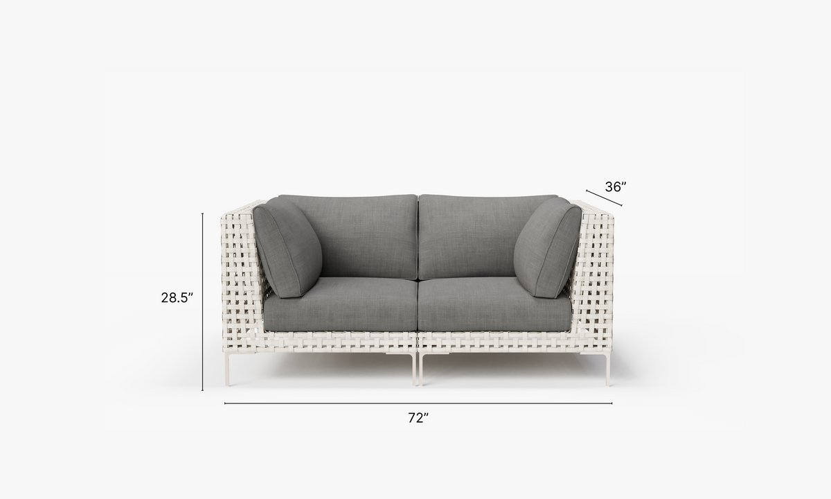 Open Weave Wicker Outdoor Loveseat in Dark Pebble Gray #color_dark pebble gray