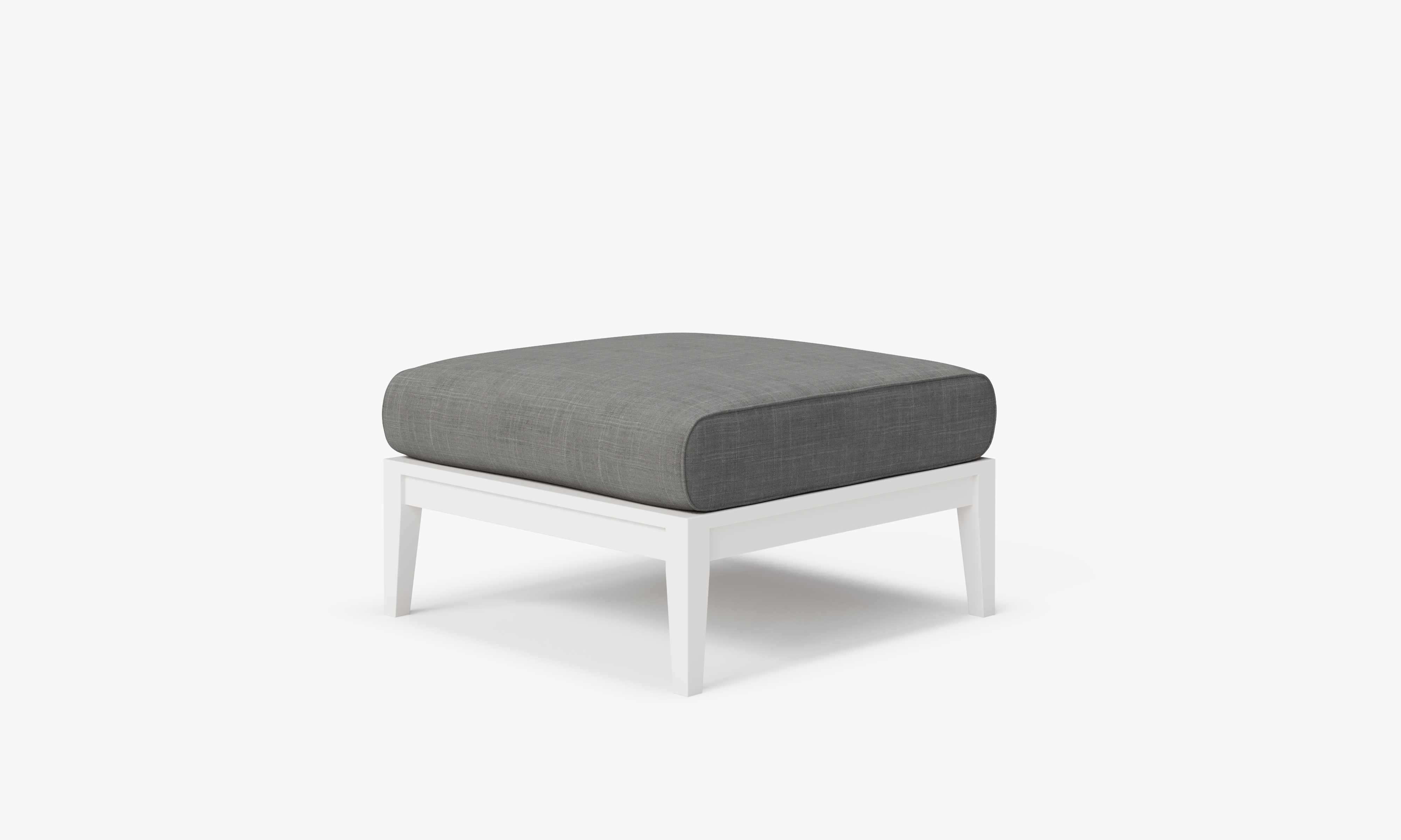 White Aluminum Outdoor Ottoman, front. Comfortable, durable, and weather resistant outdoor seating with memory foam. #color_dark pebble gray