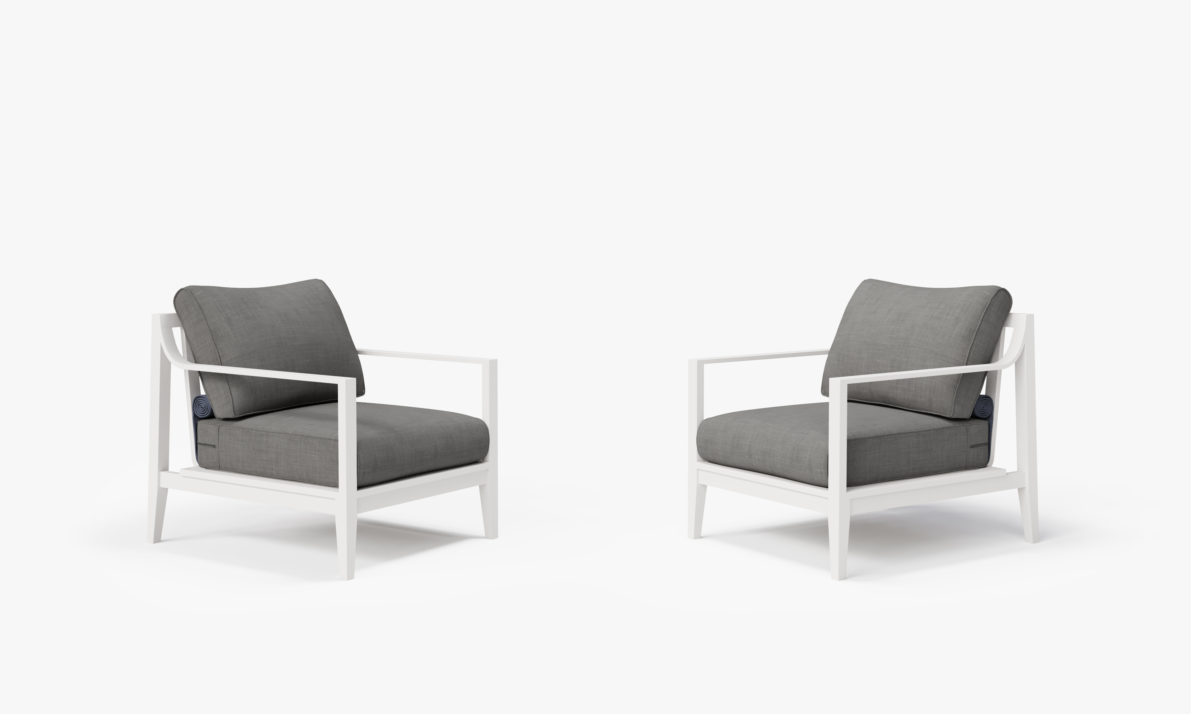 White Aluminum Outdoor Armchair Conversation Set, front. Comfortable, durable, and weather resistant outdoor seating with memory foam. #color_pacific fog gray