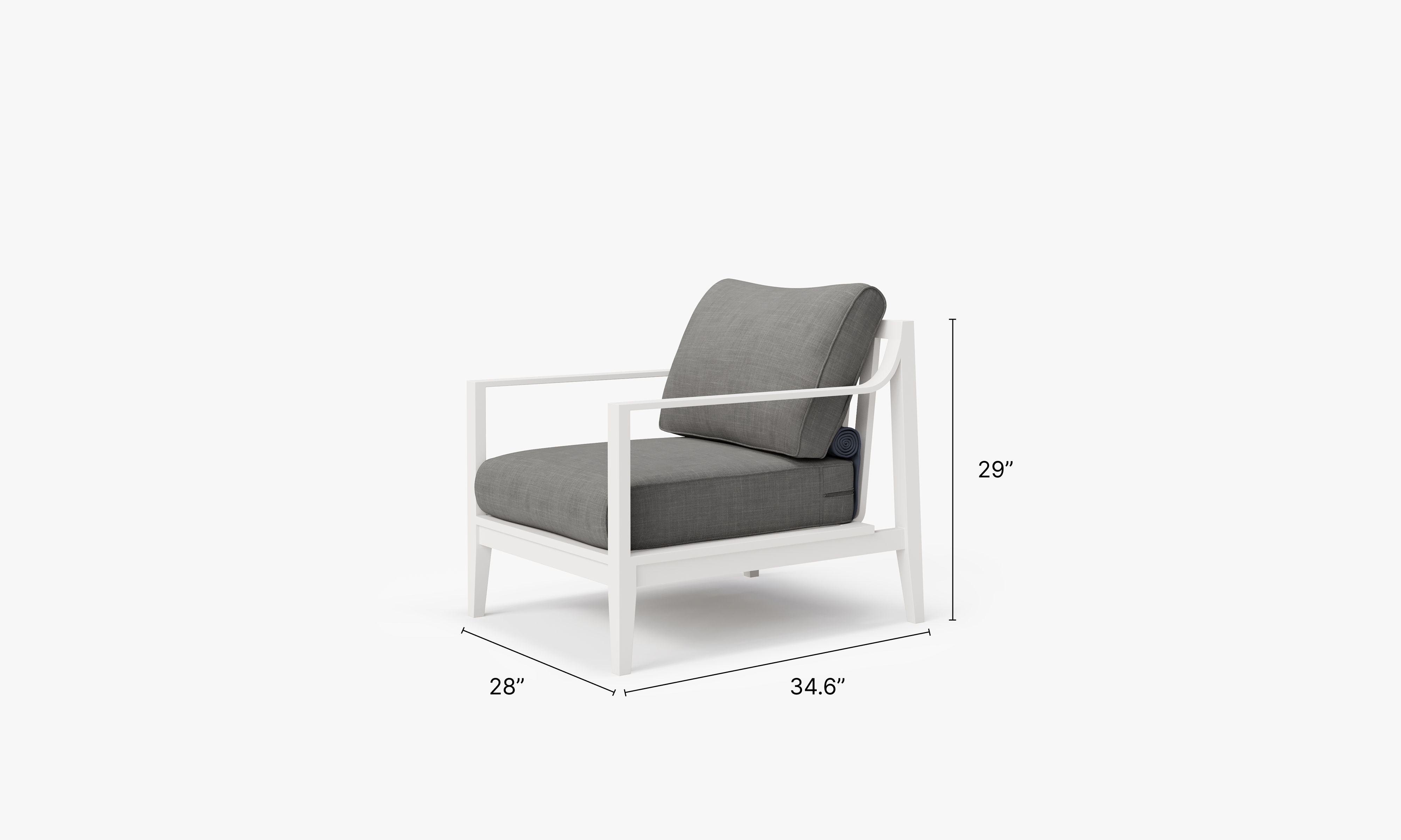 White Aluminum Outdoor Armchair #color_dark pebble gray