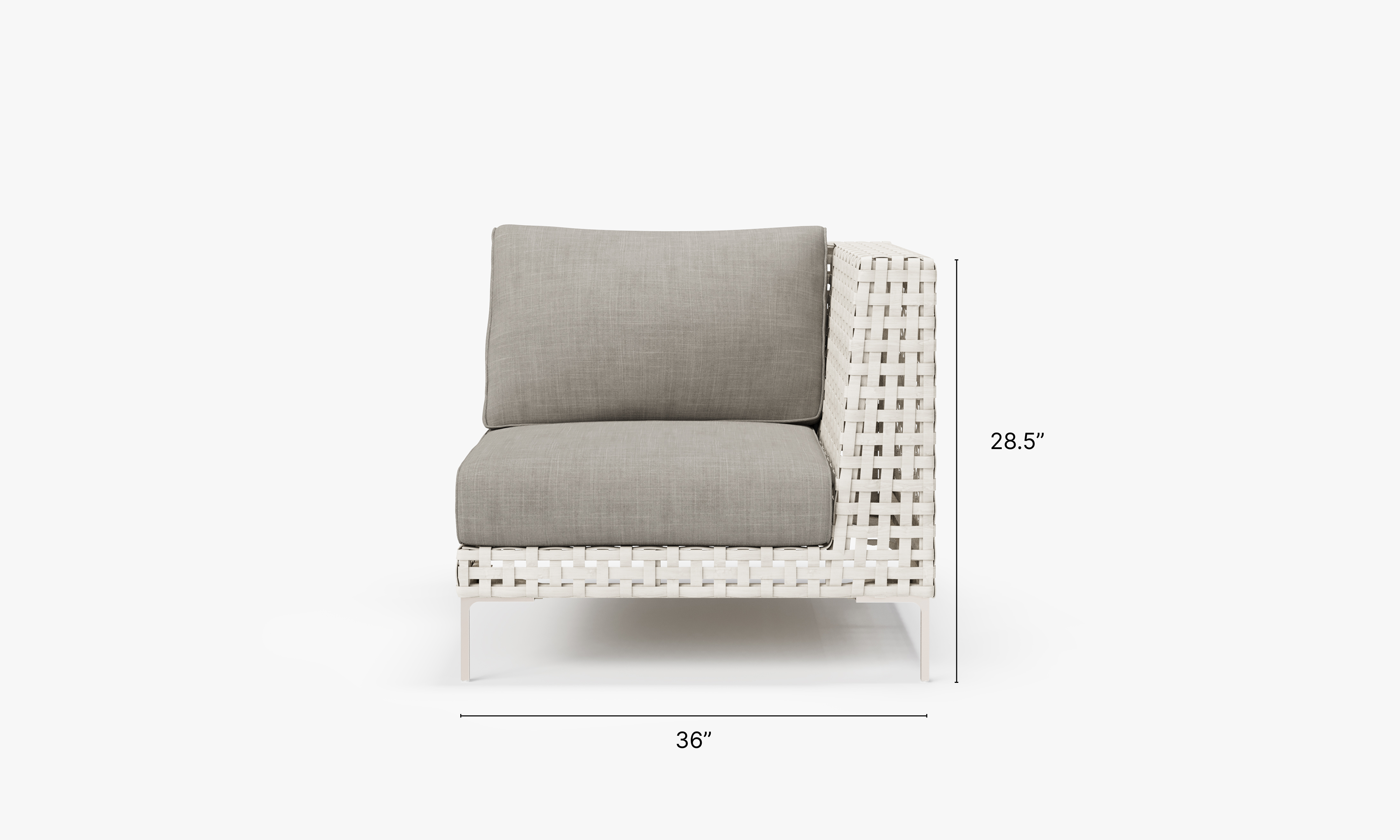 Open Weave Wicker Outdoor Corner Chair - Left/Right in Sandstone Gray #color_sandstone gray