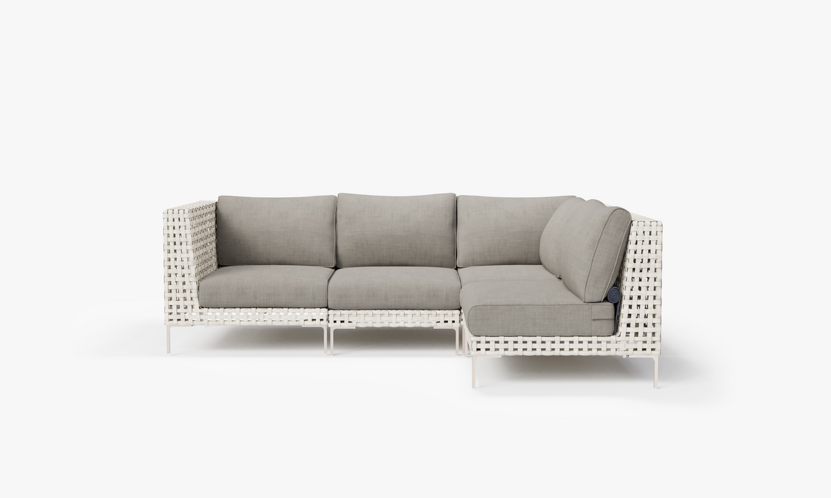 Open Weave Wicker Outdoor L Sectional - 4 Seat in Sandstone Gray #color_sandstone gray