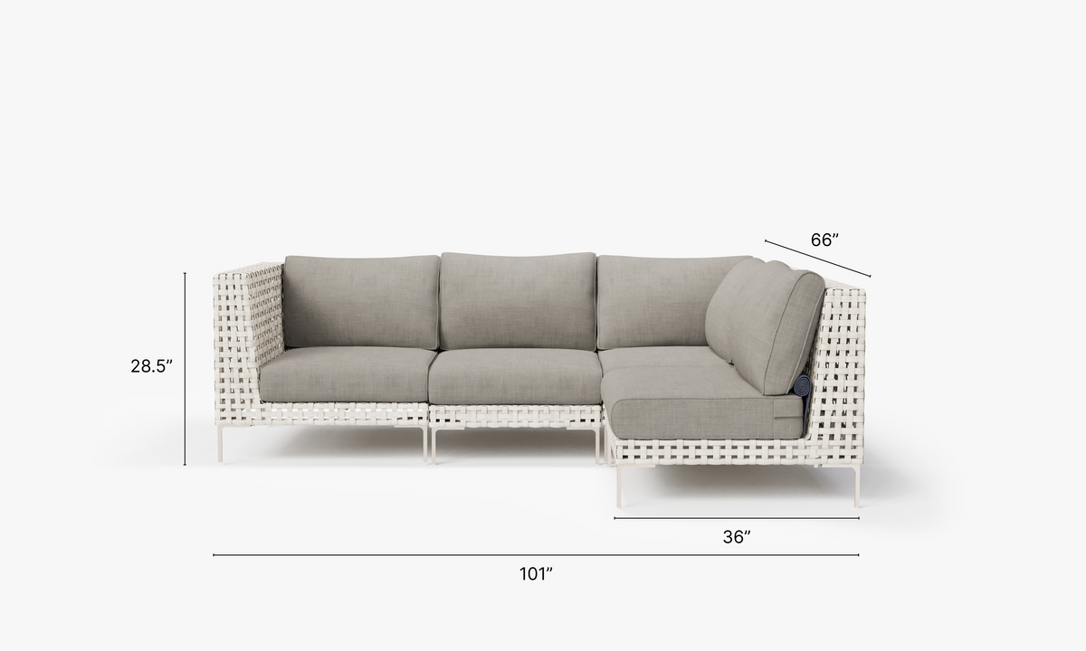 Open Weave Wicker Outdoor L Sectional - 4 Seat in Sandstone Gray #color_sandstone gray