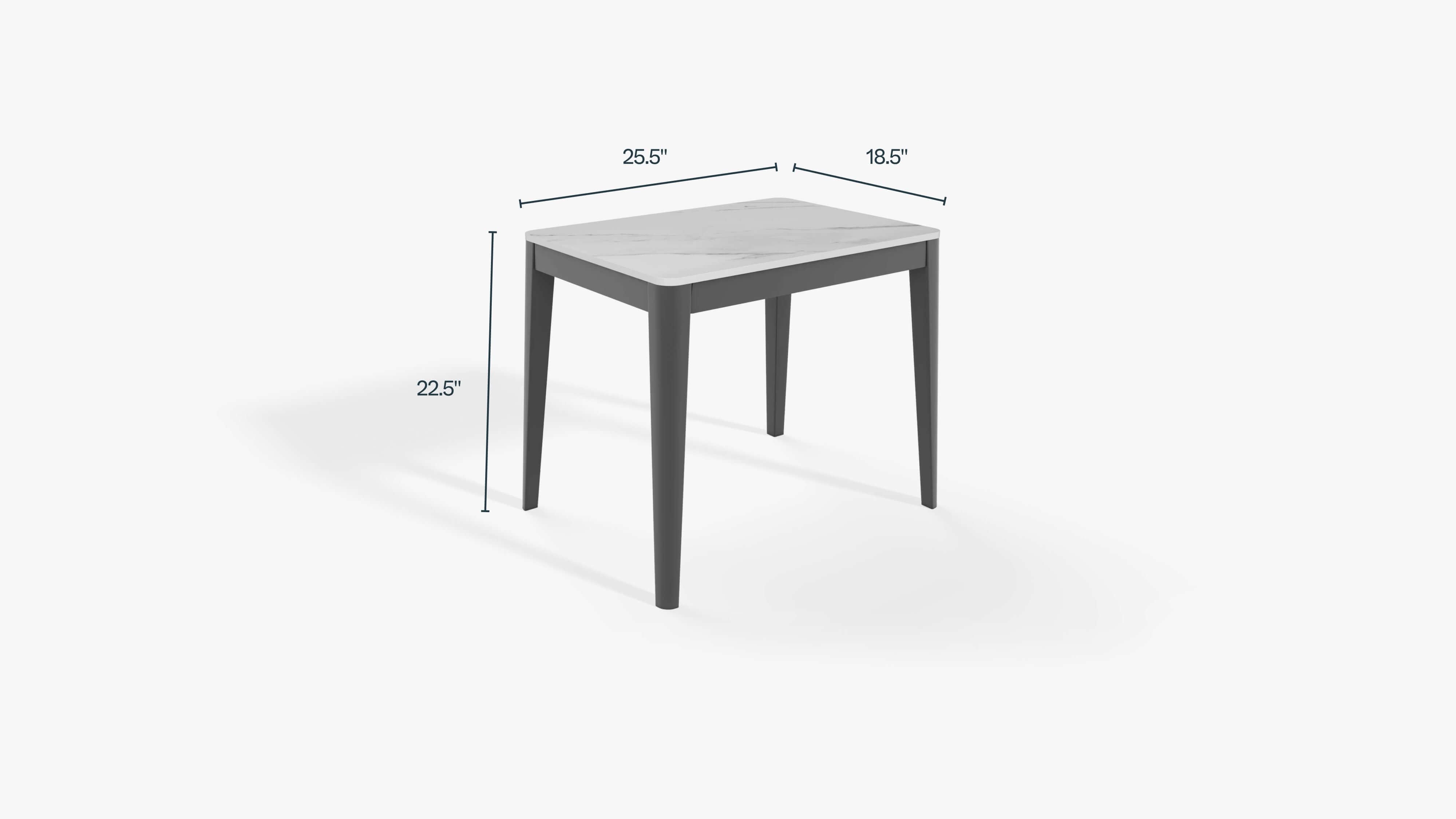 OuterStone side table dimensions, in inches. #color_glacier white