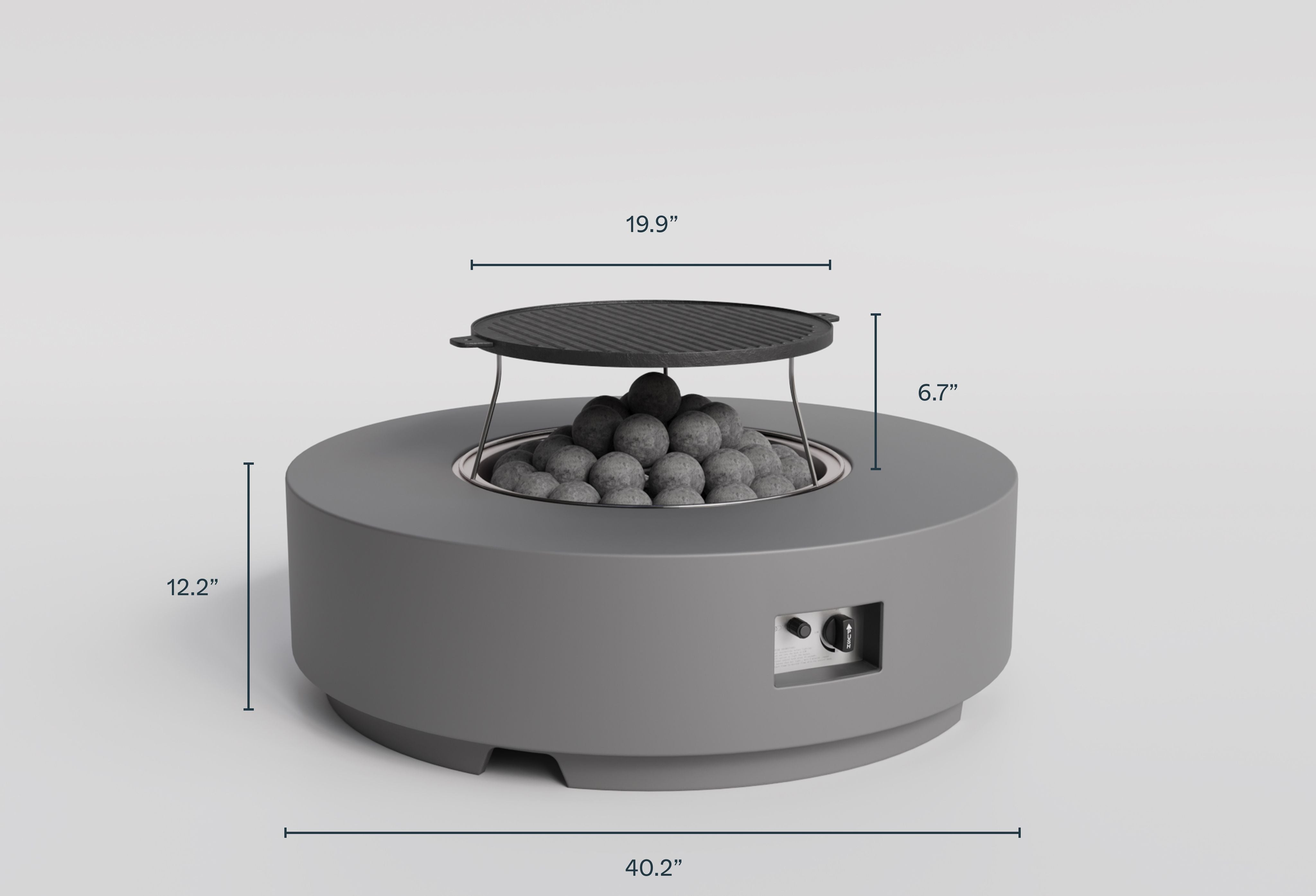 Concrete Fire Pit Table Cooking Set - Round