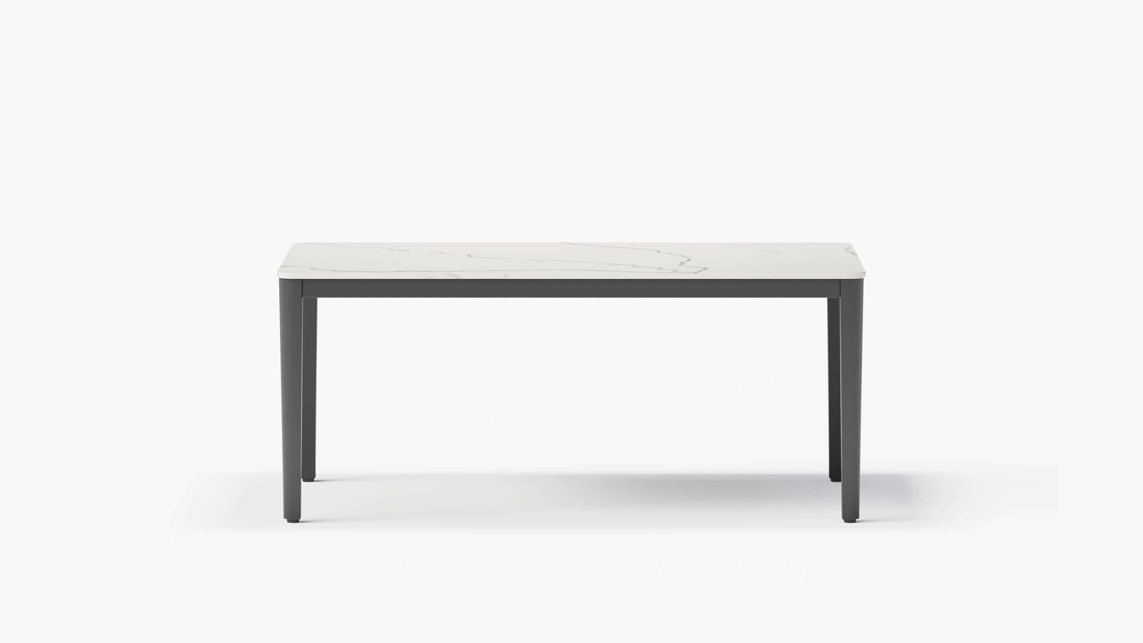 The OuterStone Gathering Table in Glacier White, front view. #color_glacier white