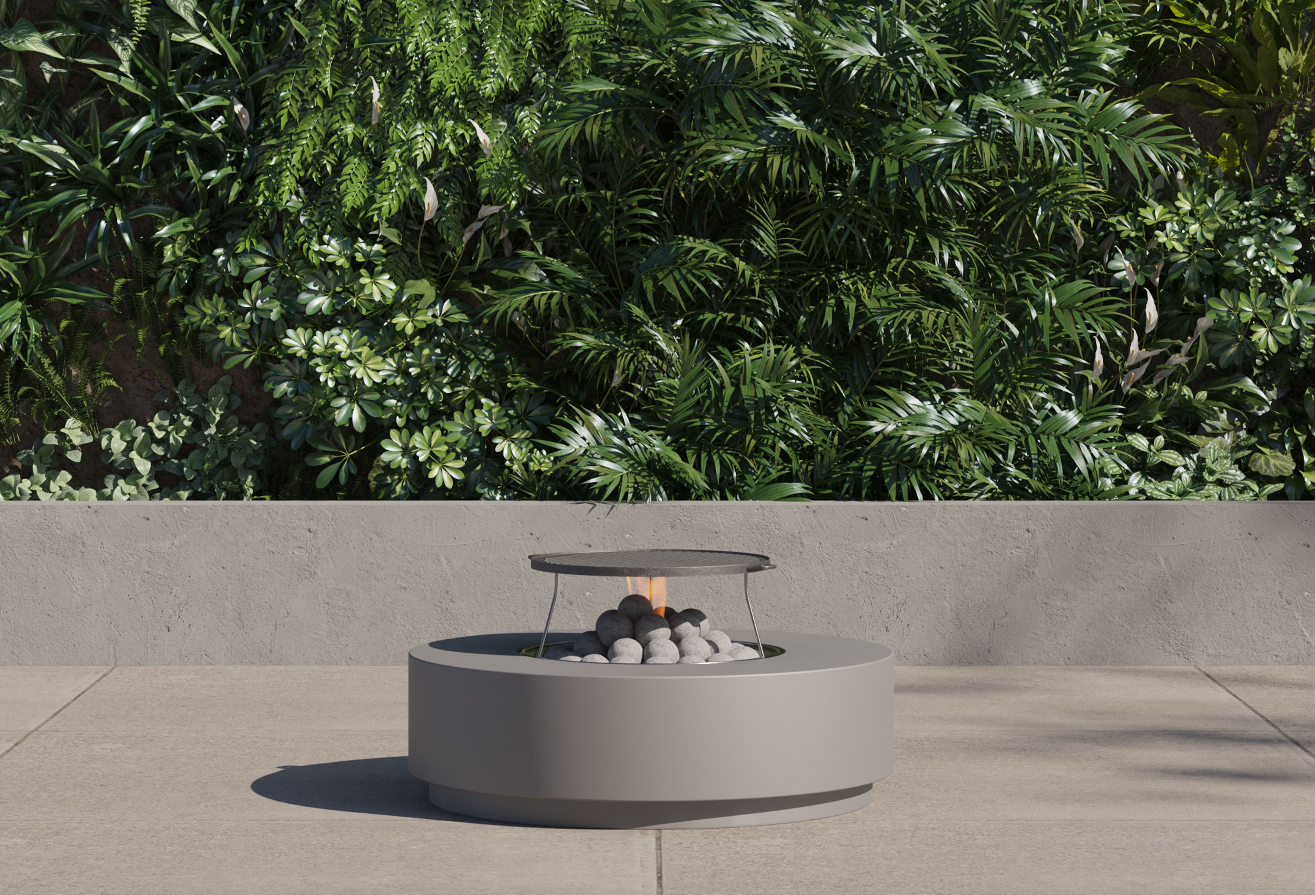 Concrete Fire Pit Table Cooking Set - Round #style_propane