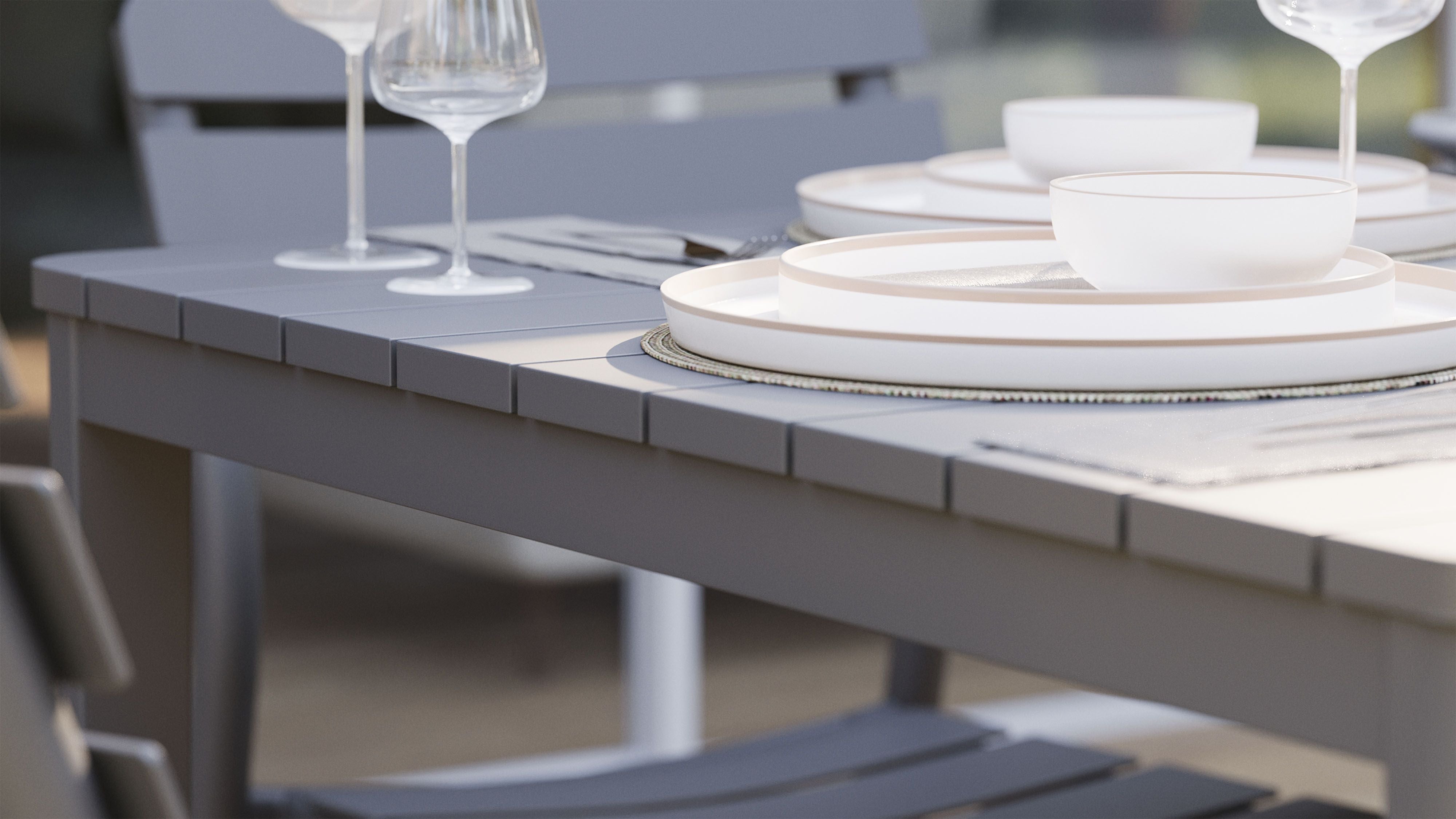 Aluminum Outdoor Square Dining Table #color_charcoal