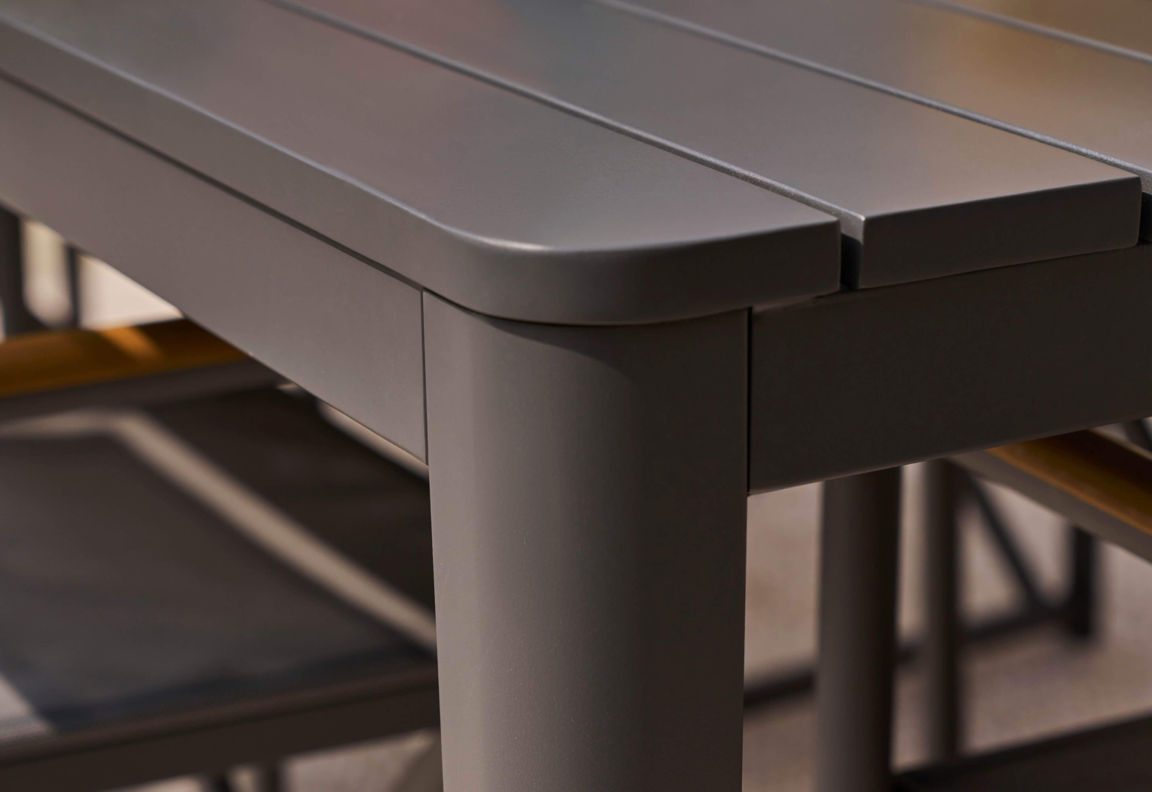 Aluminum Outdoor Rectangular Dining Table + 8 595 Dining Armchairs #color_charcoal