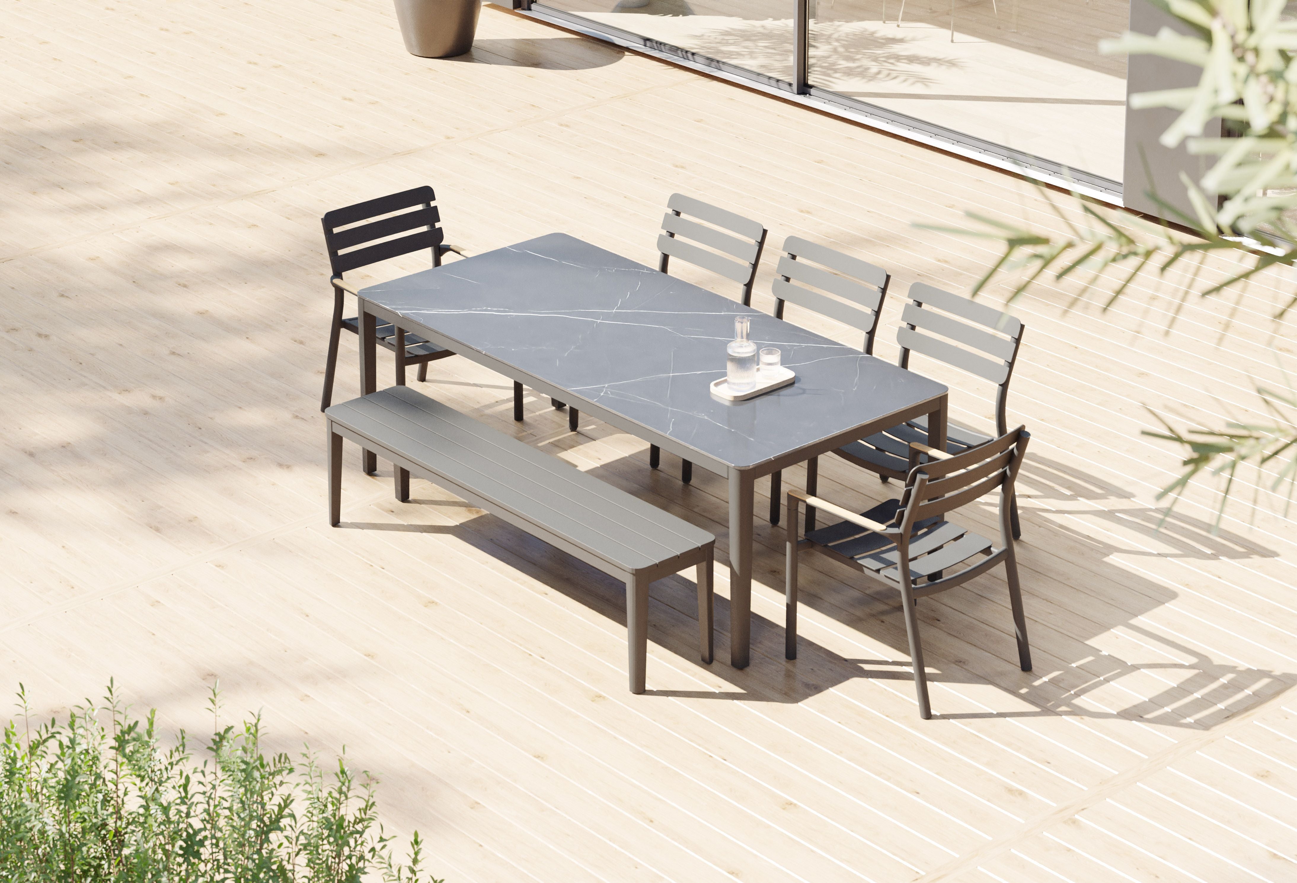 Aluminum Dining Bench #color_charcoal