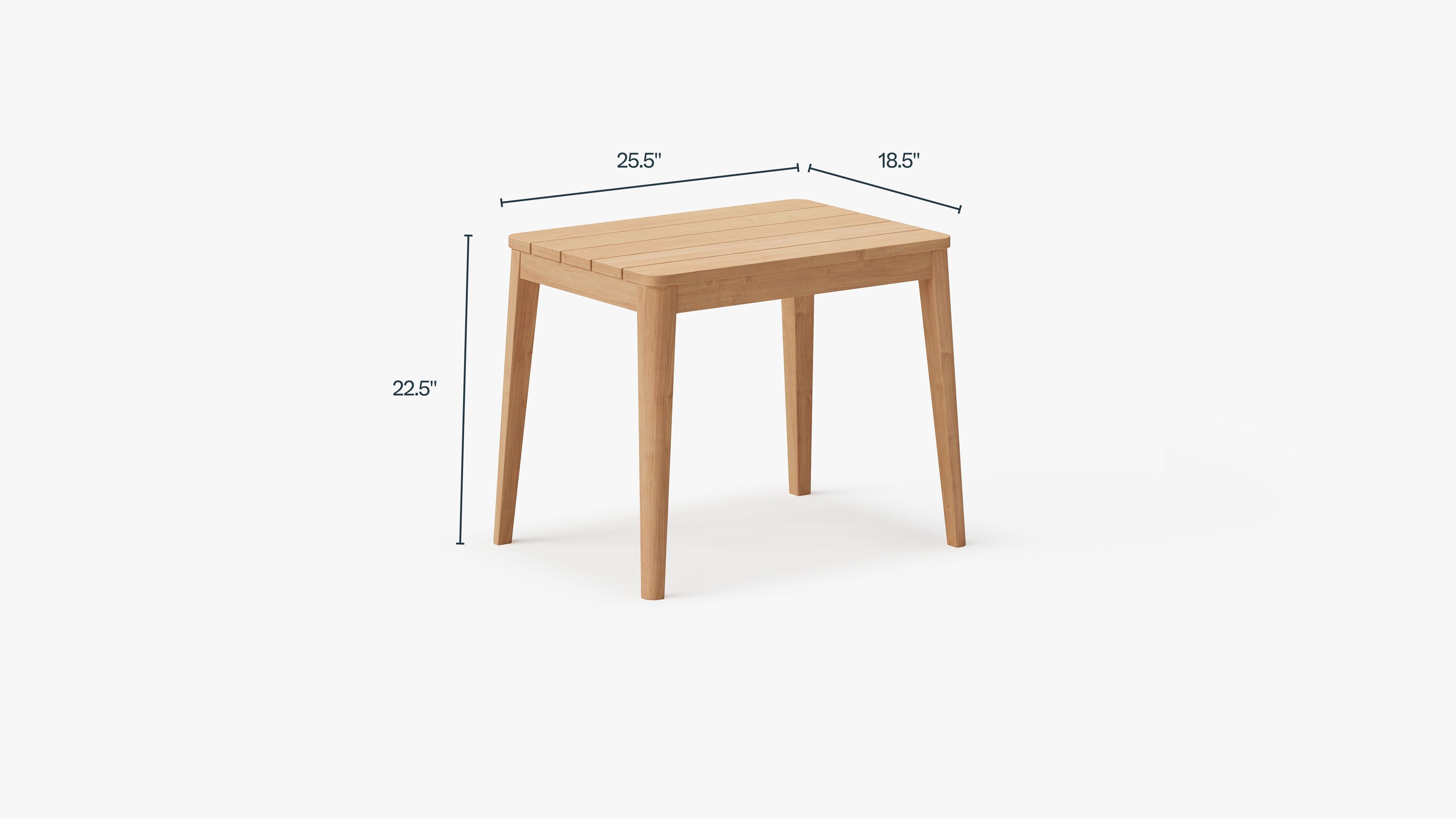 Teak side table dimensions in inches. #shape_rectangular