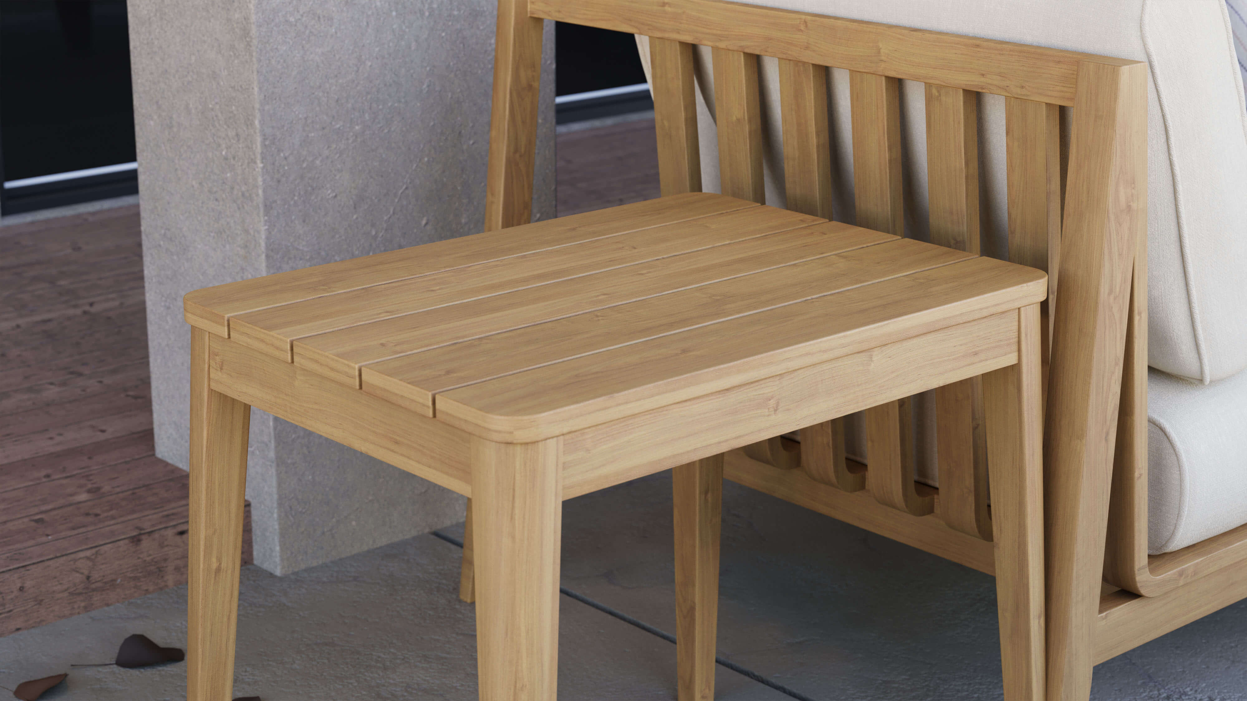Teak Outdoor Side Table, Set of 2 #shape_rectangular