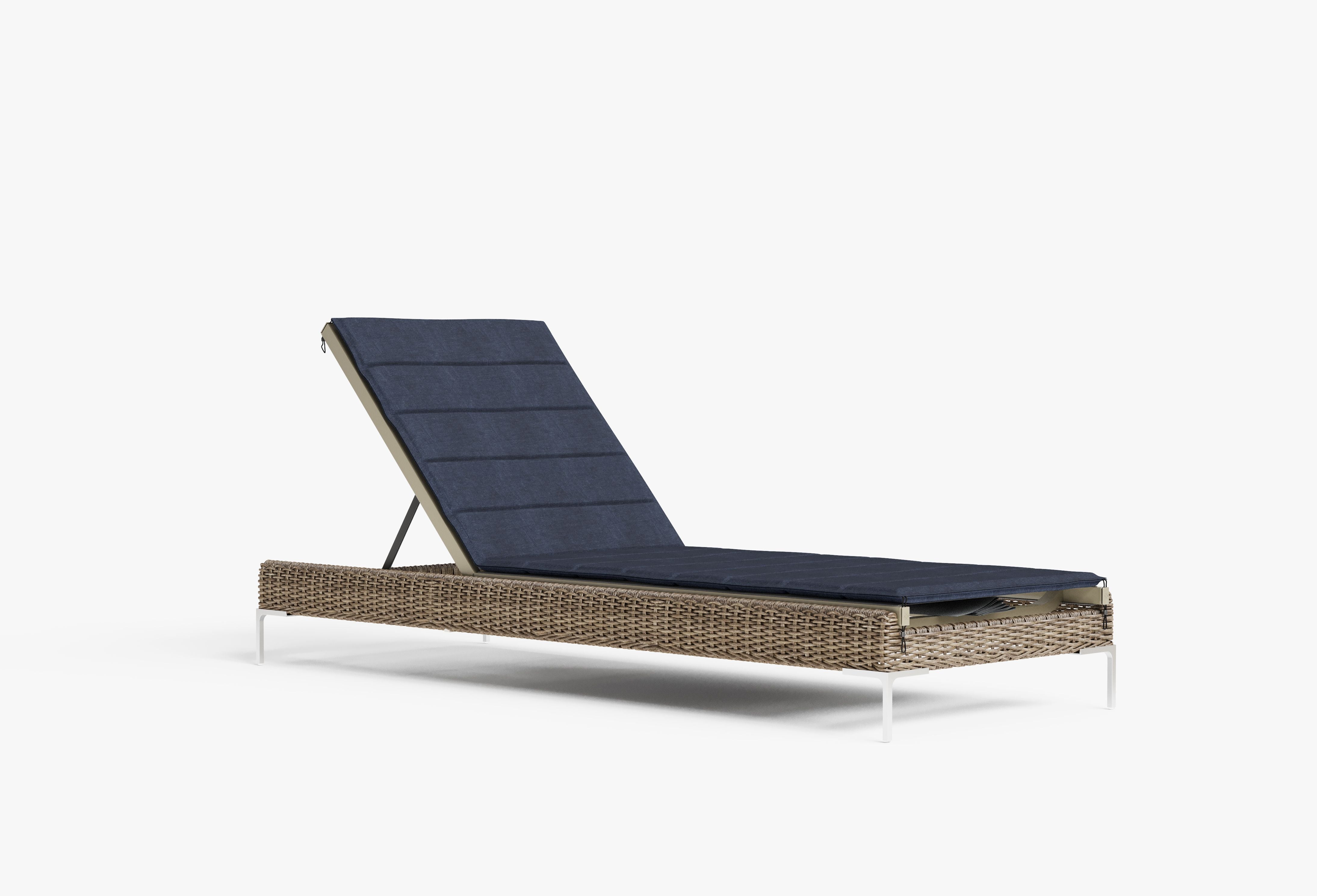 The Chaise Lounge shown with optional cushion in Deep Sea Navy. #color_deep sea navy