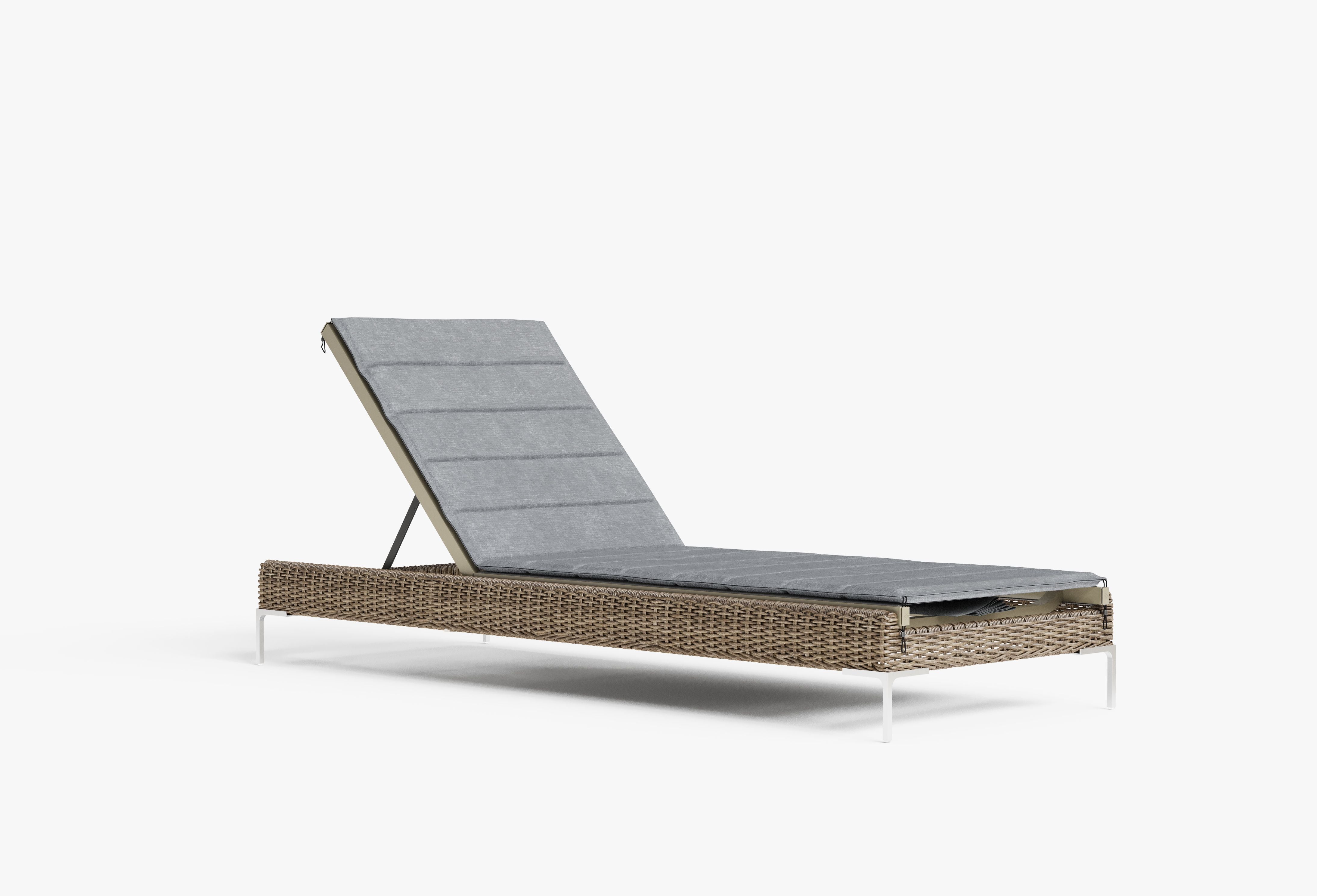 The Chaise Lounge shown with optional cushion in Pacific Fog Gray. #color_pacific fog gray