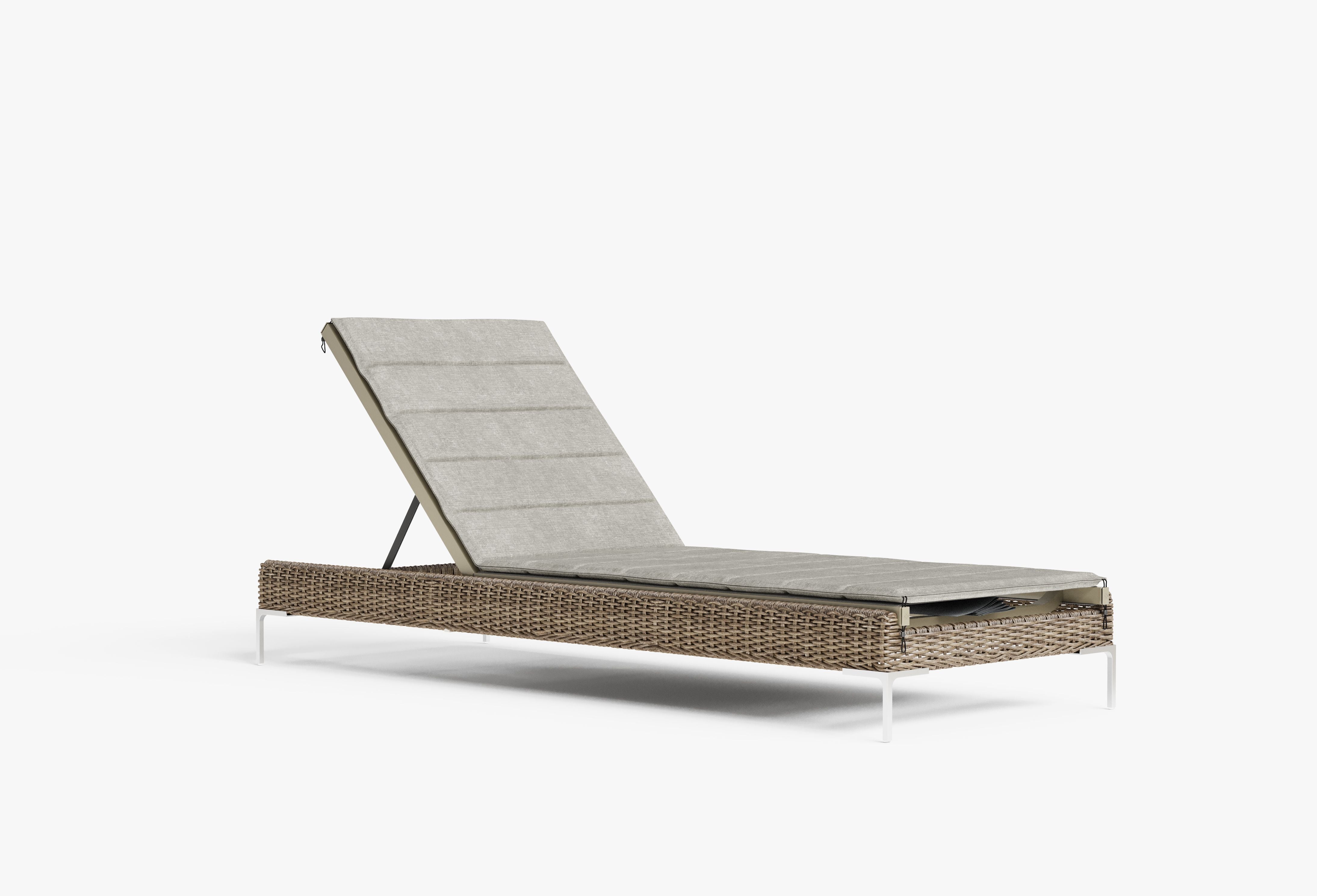 The Chaise Lounge shown with optional cushion in Sandstone Gray. #color_sandstone gray