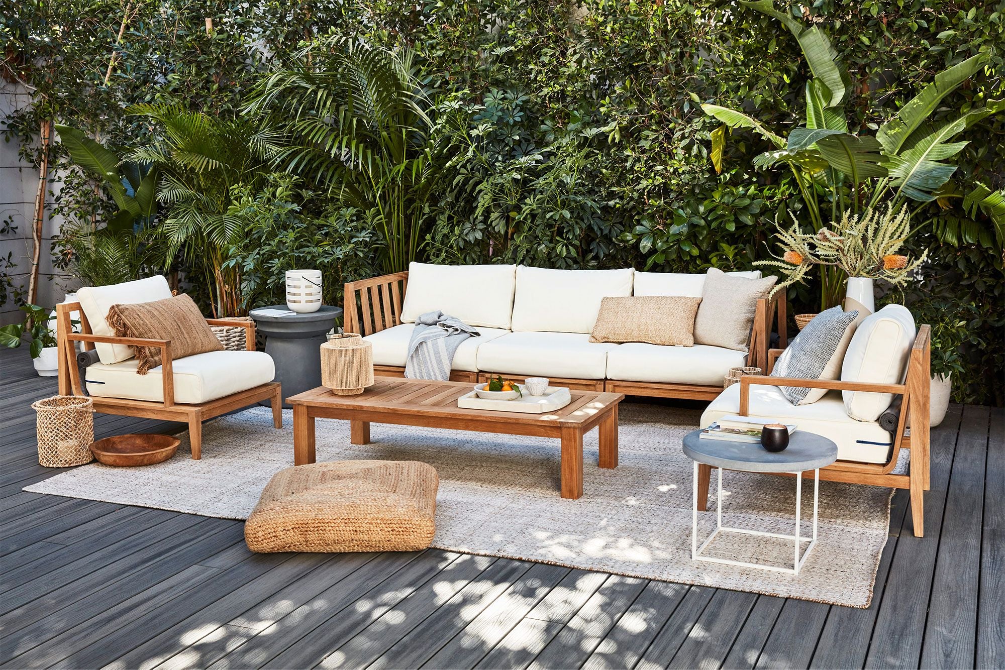 Teak Outdoor Corner Sectional - 5 Seat