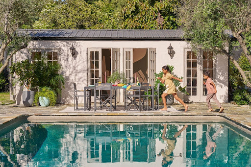 Kids playing around Aluminum Outdoor Dining Set | Outer https://liveouter.com/