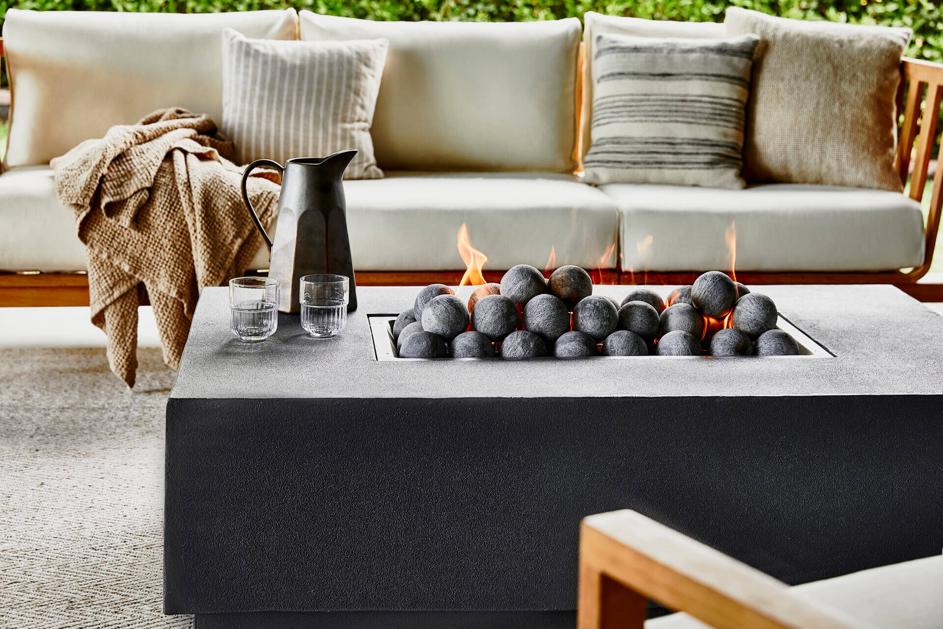 Concrete Fire Pit Table - Rectangular 