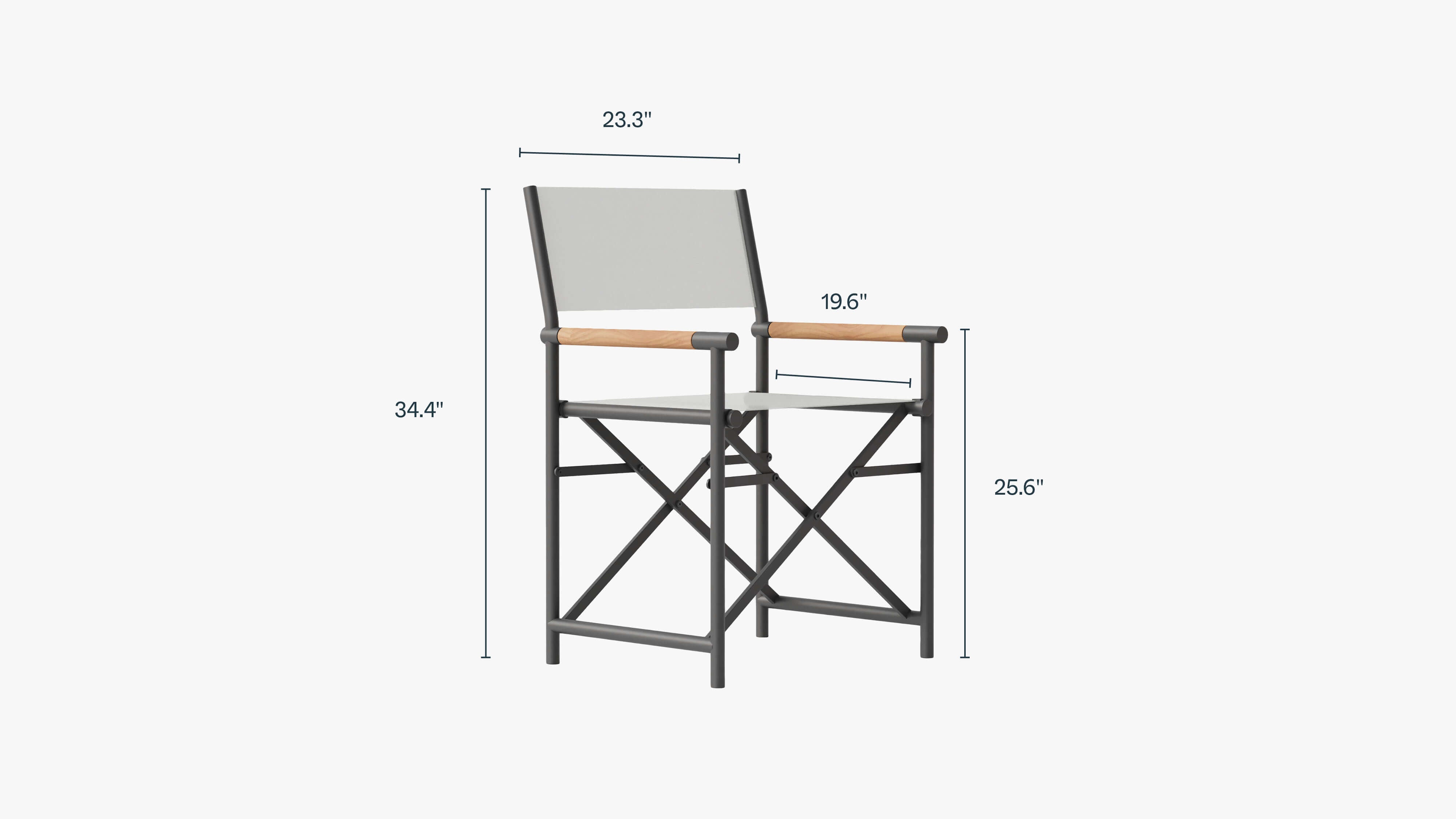 Dimensions of the Aluminum Dining Director's Chair in inches. #color_charcoal