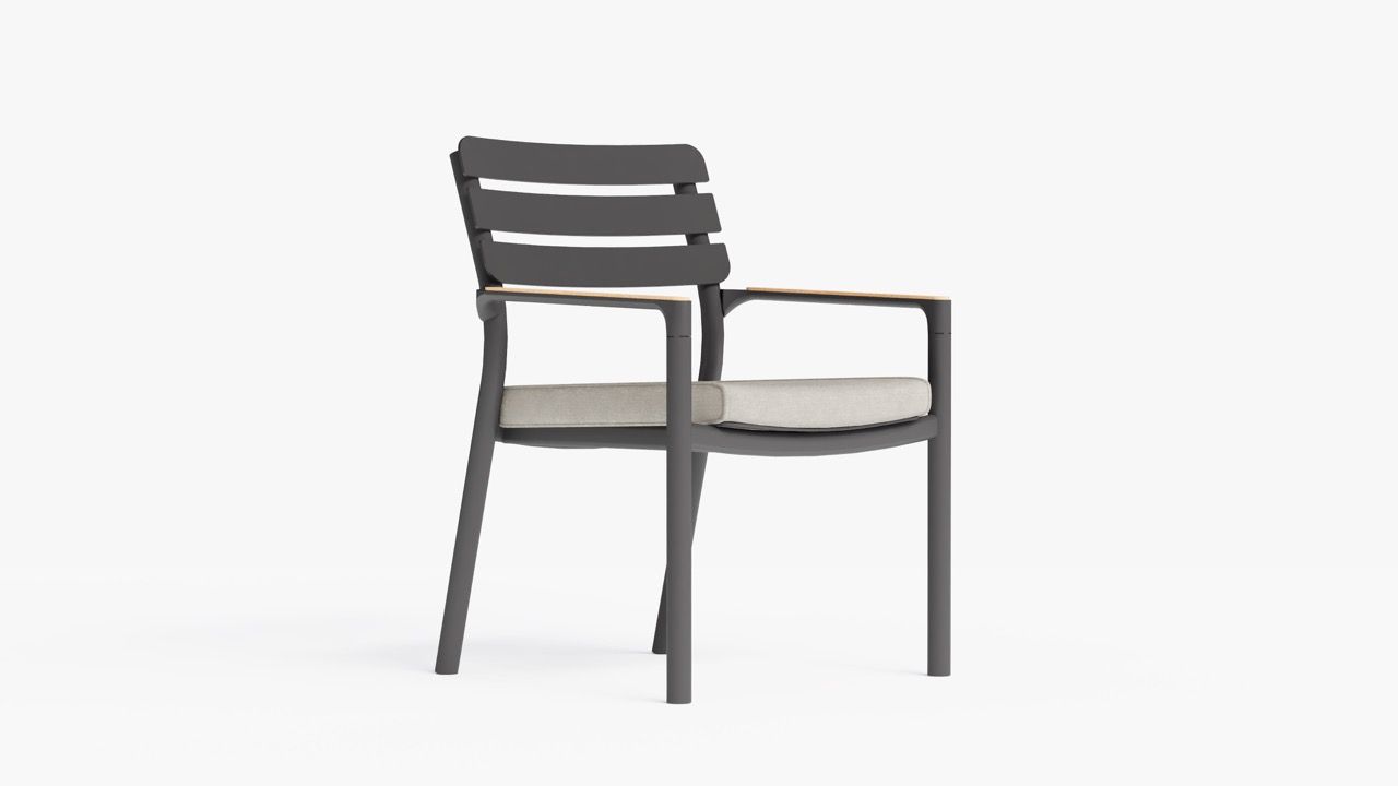 595 Armchair with Sandstone Gray cushion, 3/4 view. #color_sandstone gray