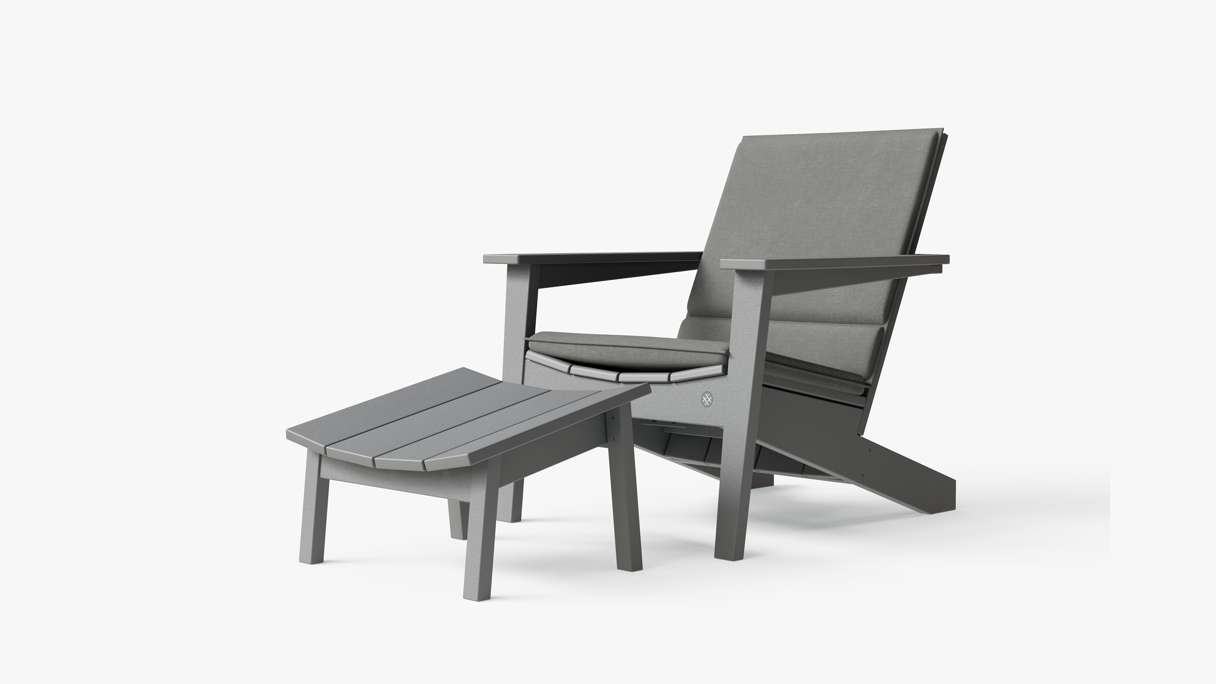 The adirondack shown with optional cushion in Dark Pebble Gray. #color_dark pebble gray