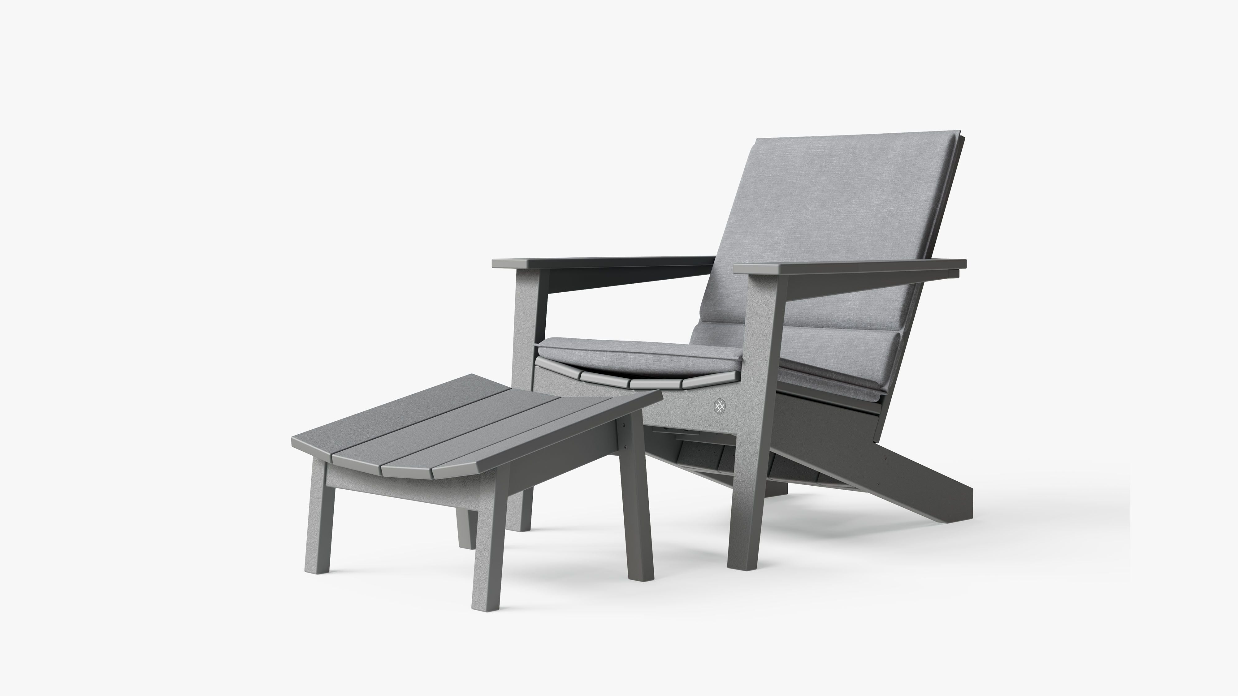 The adirondack shown with optional cushion in Pacific Fog Gray. #color_pacific fog gray