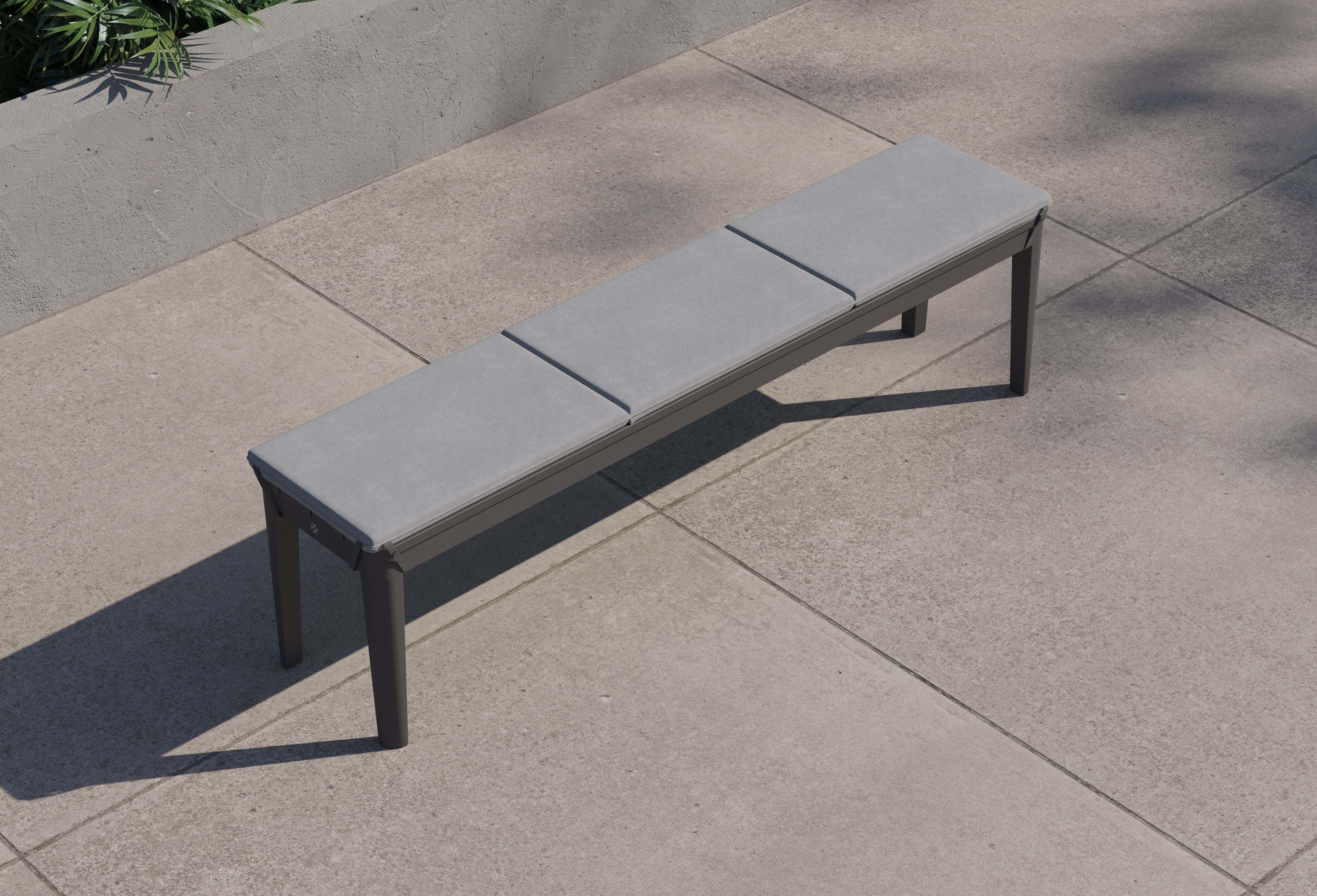 Aluminum Dining Bench Cushion #color_pacific fog gray