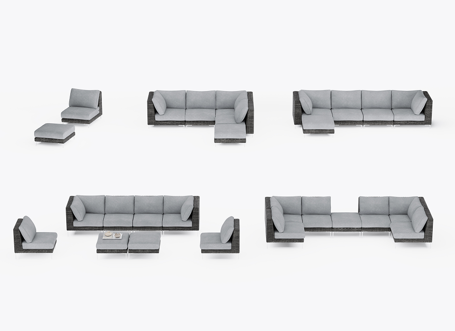 Black Wicker Outdoor Ottoman 
