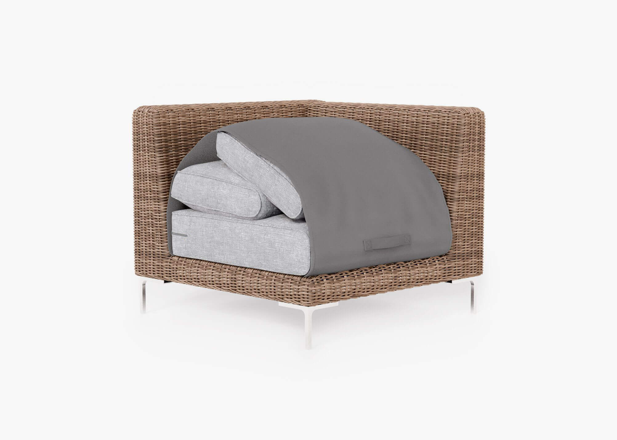 Brown Wicker Outdoor Sectional Chair #color_pacific fog gray