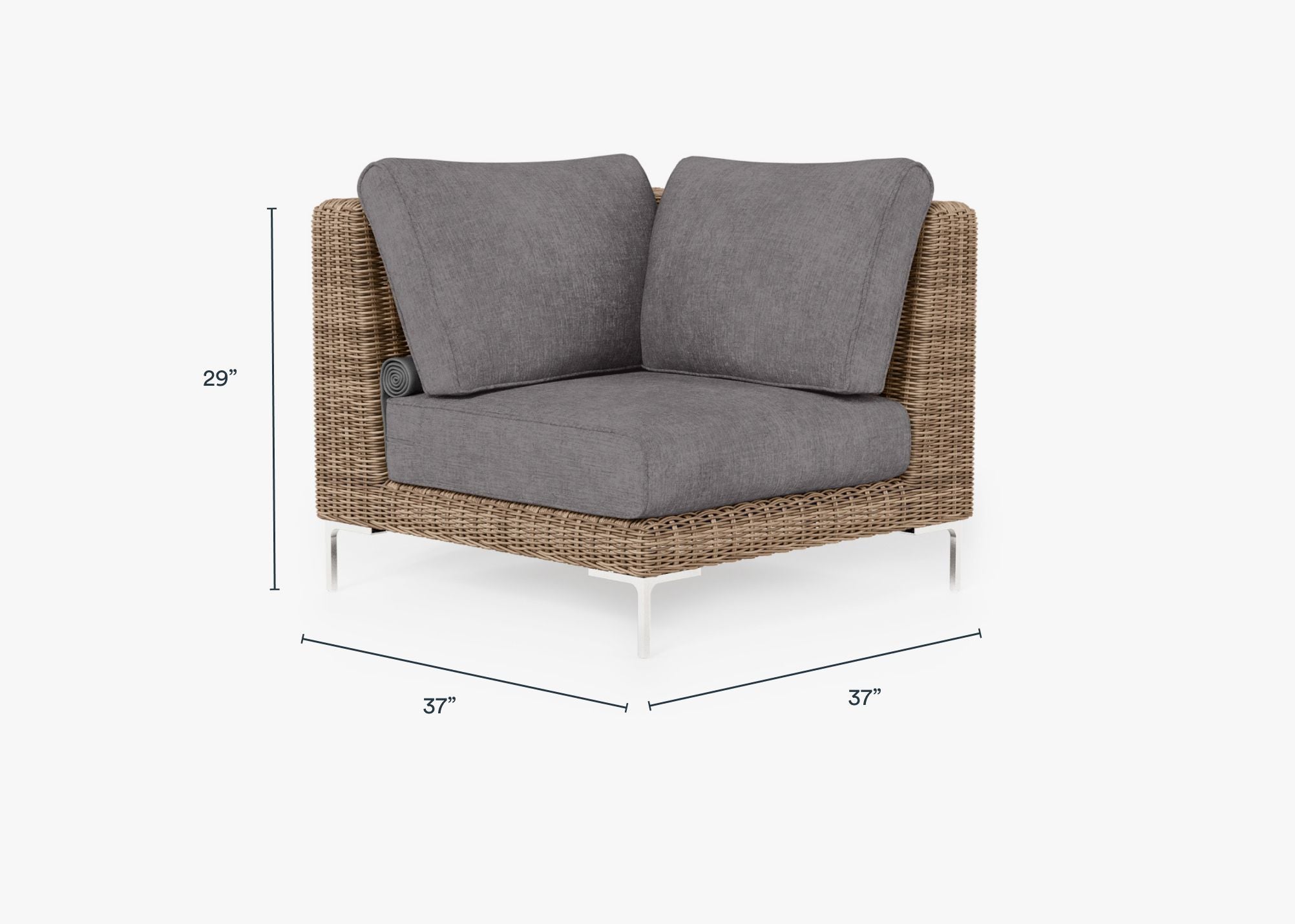 Brown Wicker Outdoor Sectional Chair dimensions in inches, also listed under Dimensions and Weights. #color_dark pebble gray