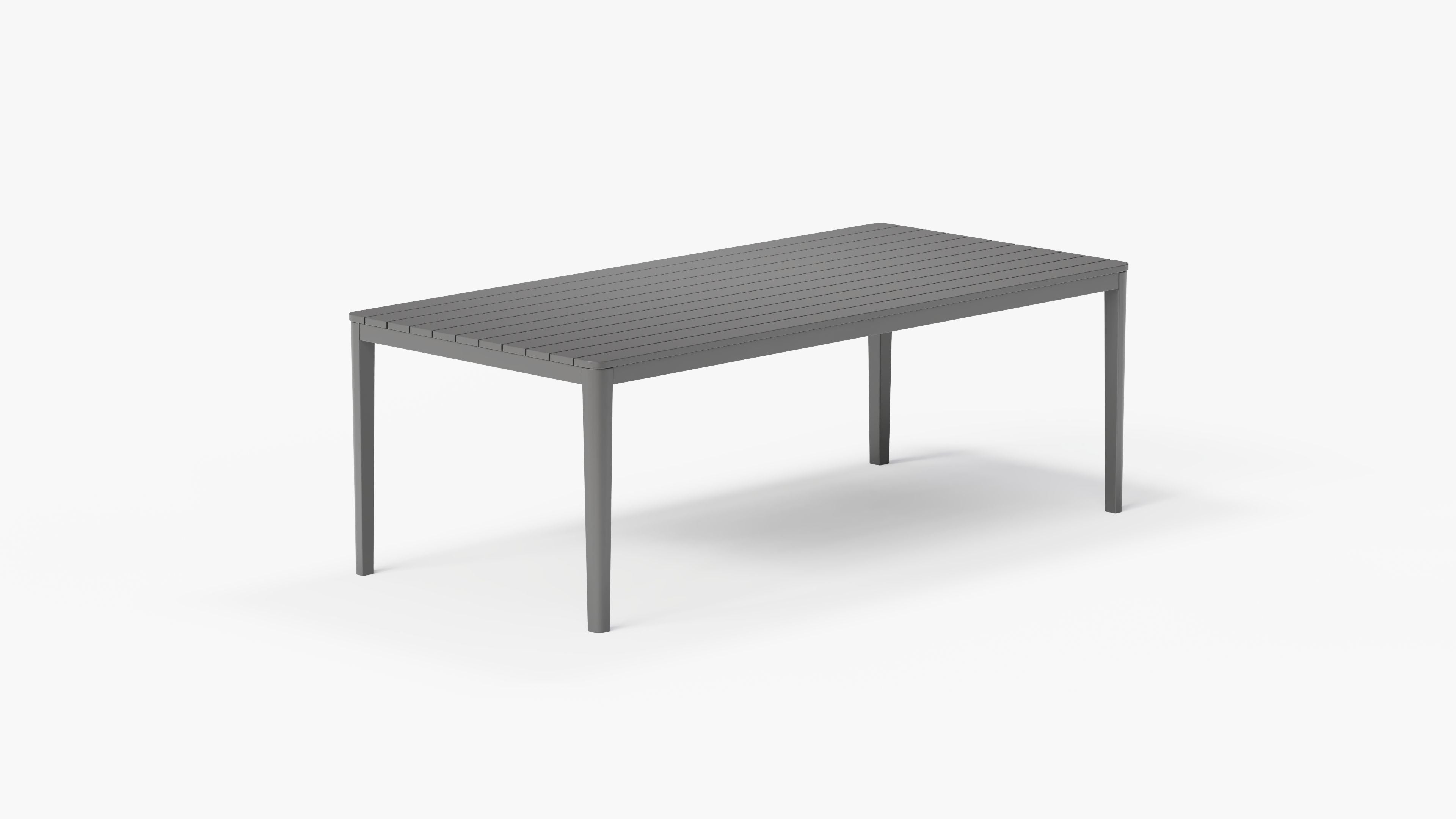 Aluminum Dining Table, 3/4 view. #color_charcoal