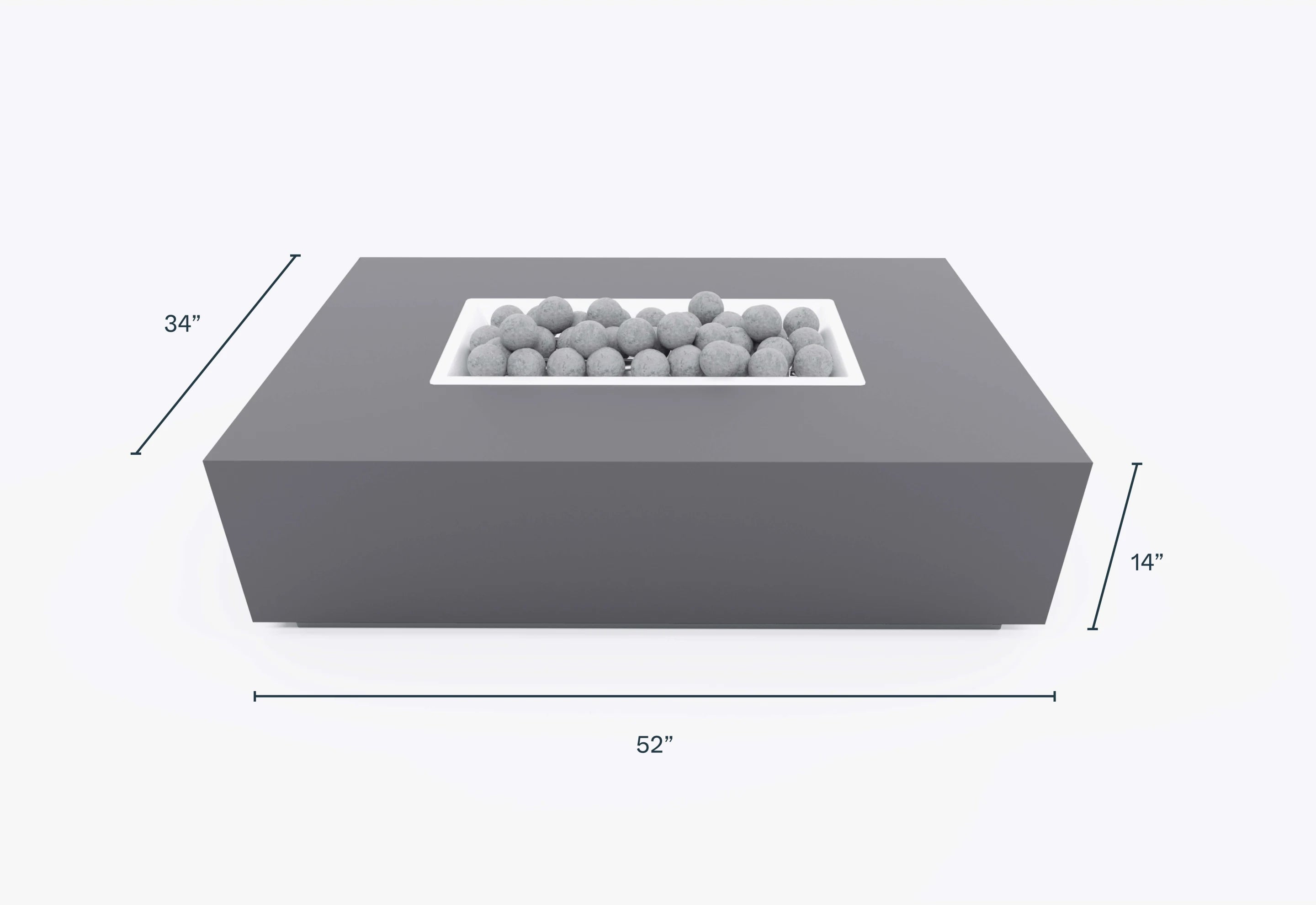 Concrete Fire Pit Table - Rectangular