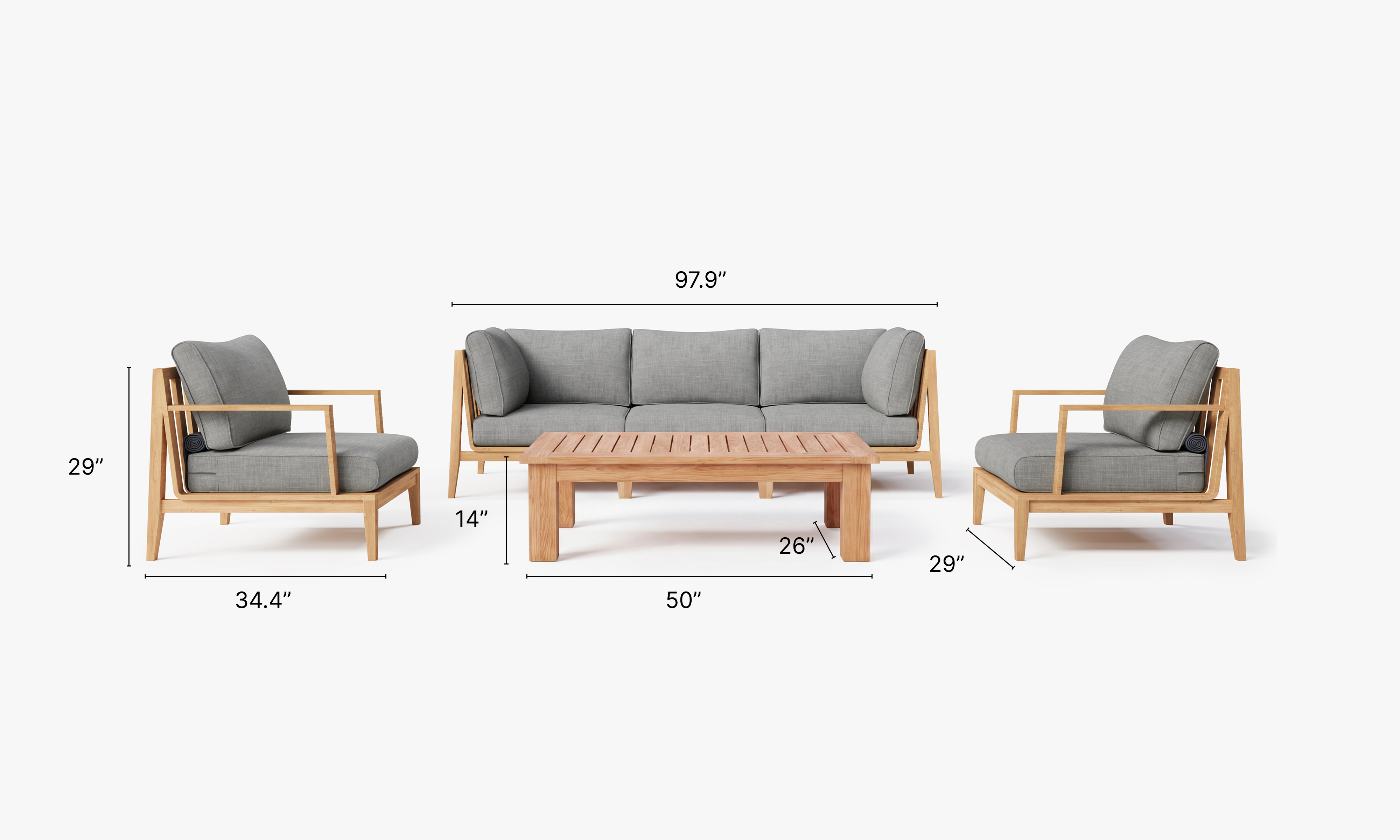 Outer-Pacific-Fog-Gray-Teak-Sofa + Coffee-Table-Set2. #color_pacific fog gray