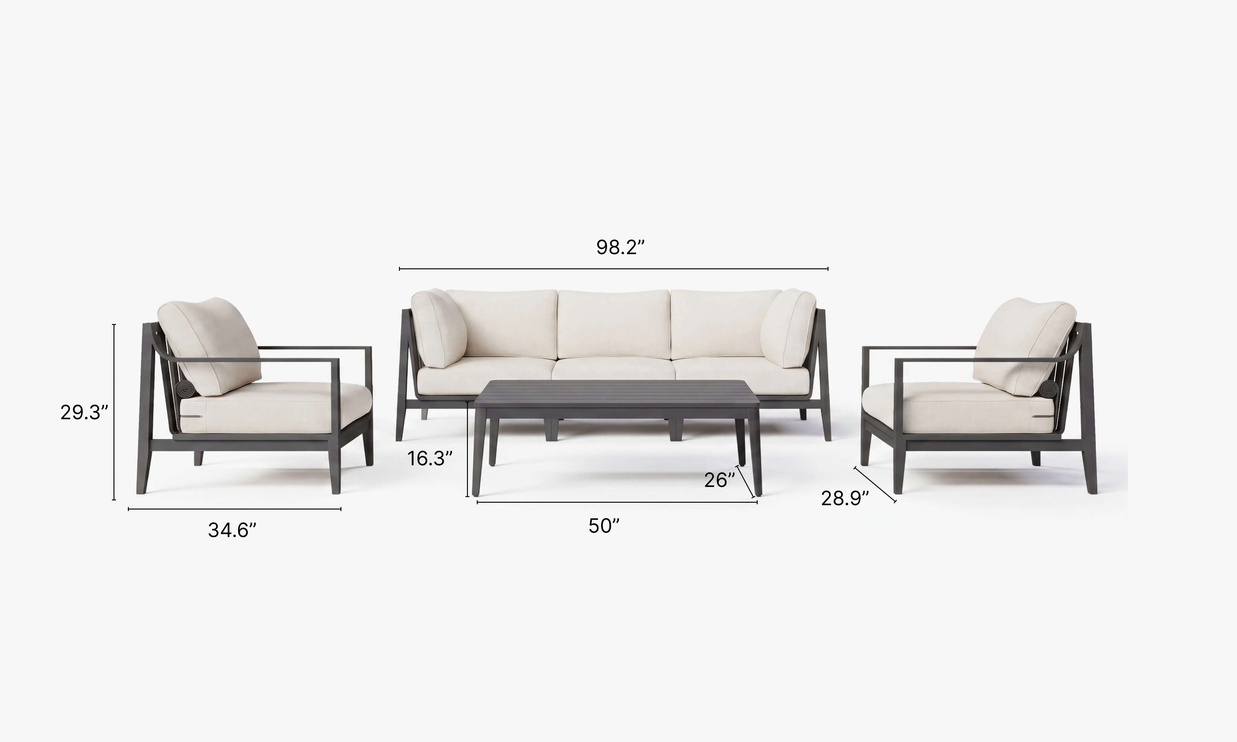 Outer-Palisades-Cream-Charcoal-Aluminum-Sofa + Coffee-Table-Set2. #color_palisades cream