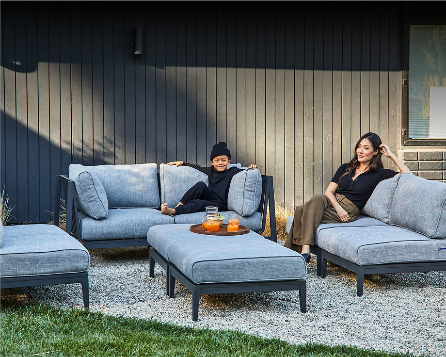 Charcoal Aluminum Outdoor Ottoman