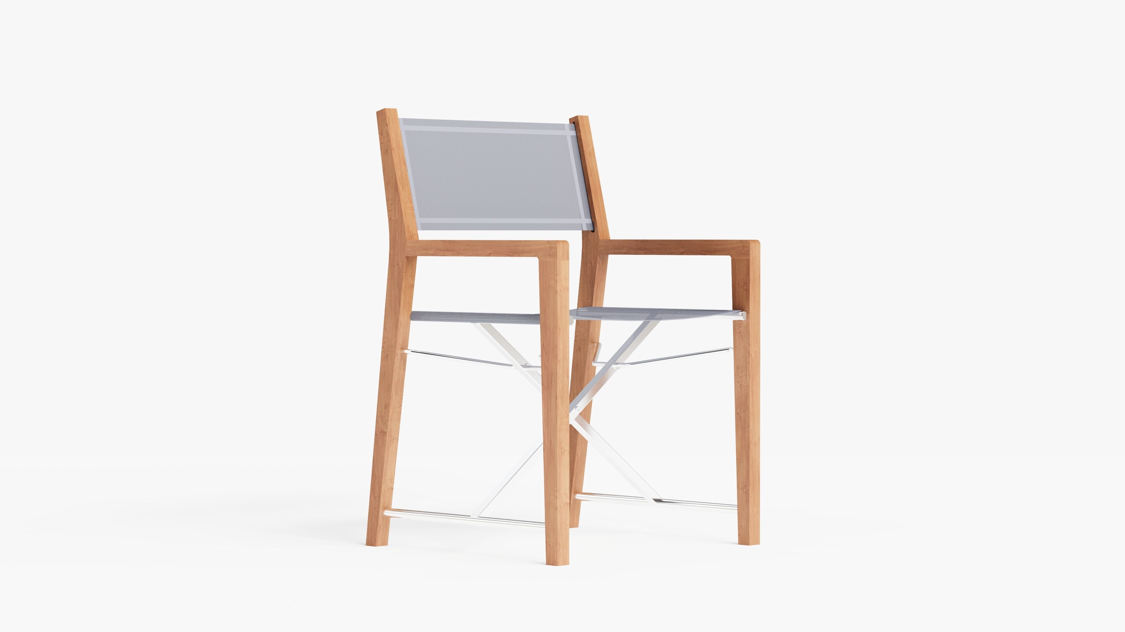 Teak Director's Chair, gray fabric, 3/4 view #color_gray