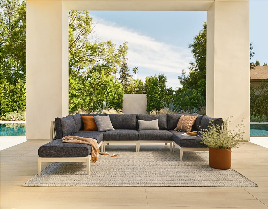 Charcoal Aluminum Outdoor Ottoman