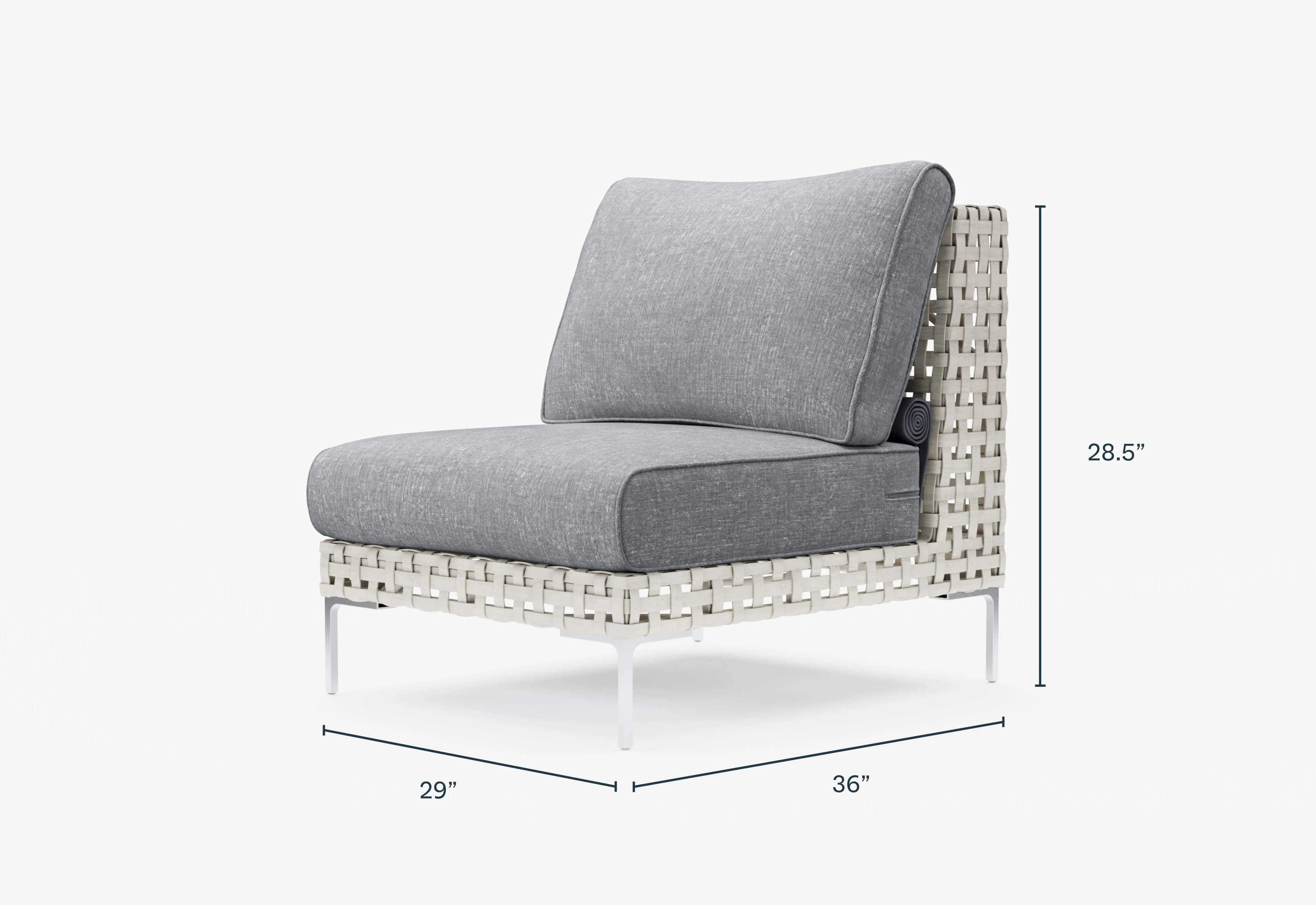 Open Weave Wicker Outdoor Armless Chair Conversation Set