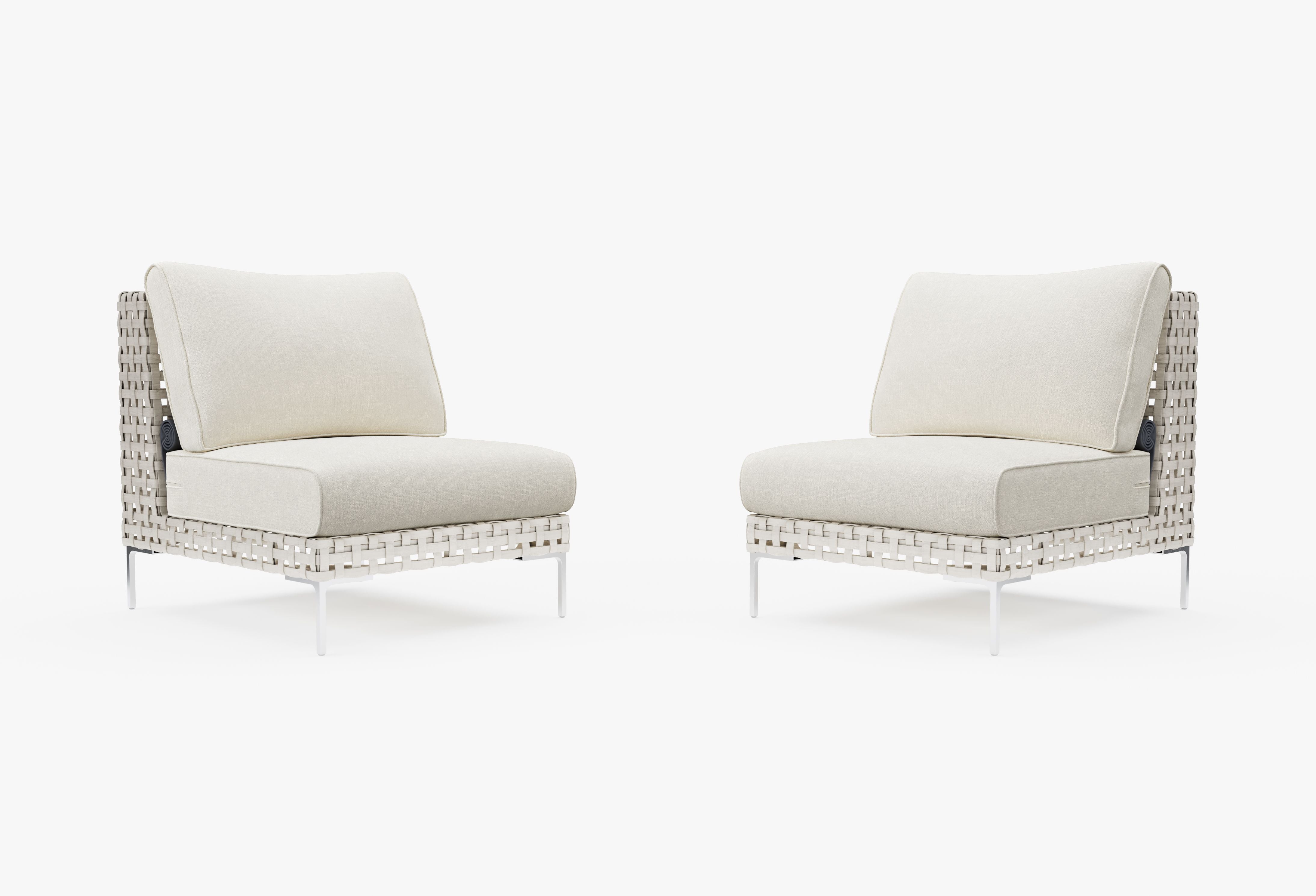 Open Weave Wicker Outdoor Armless Chair Conversation Set in Palisades Cream #title_palisades cream