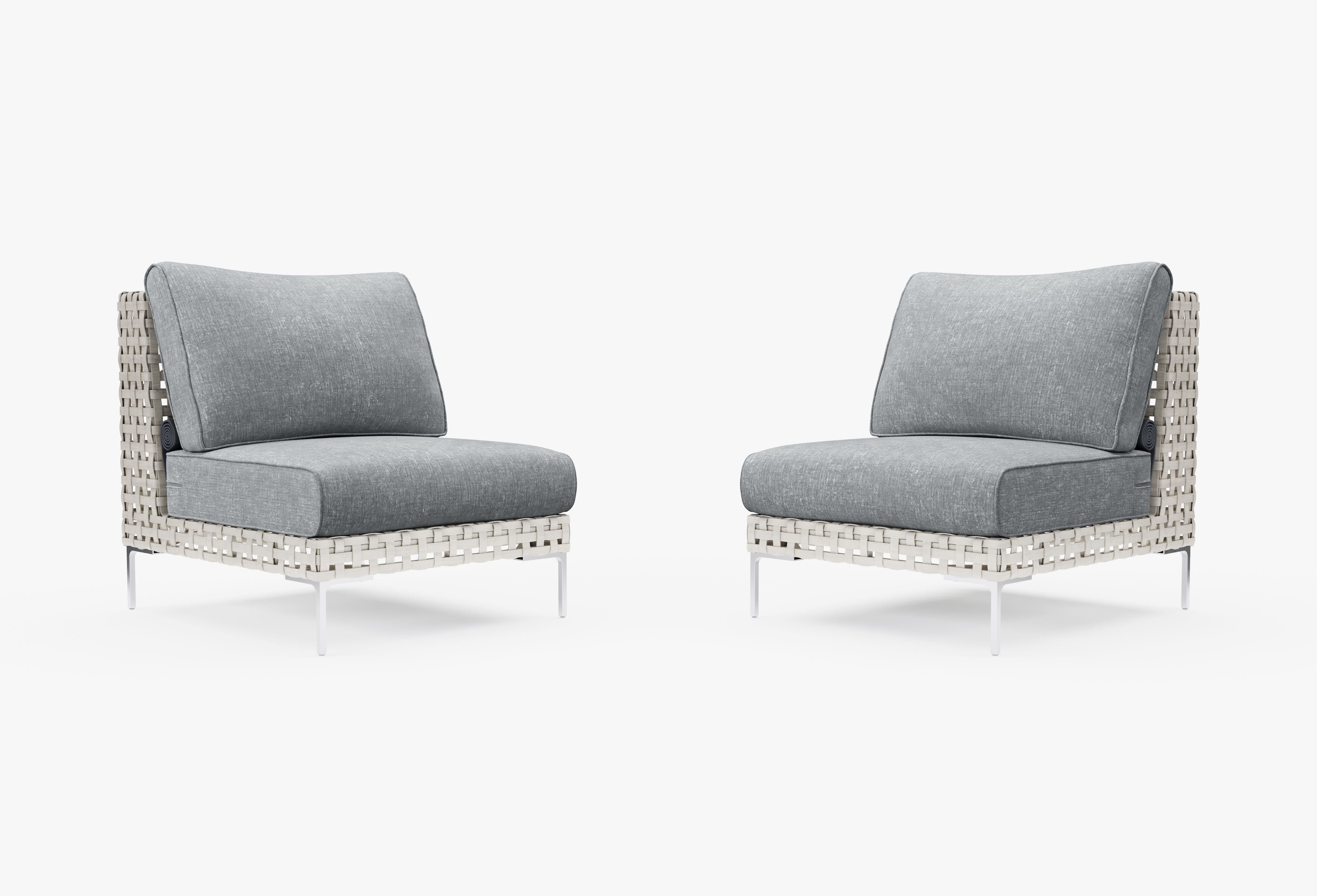 Open Weave Wicker Outdoor Armless Chair Conversation Set in Pacific Fog Gray #title_pacific fog gray