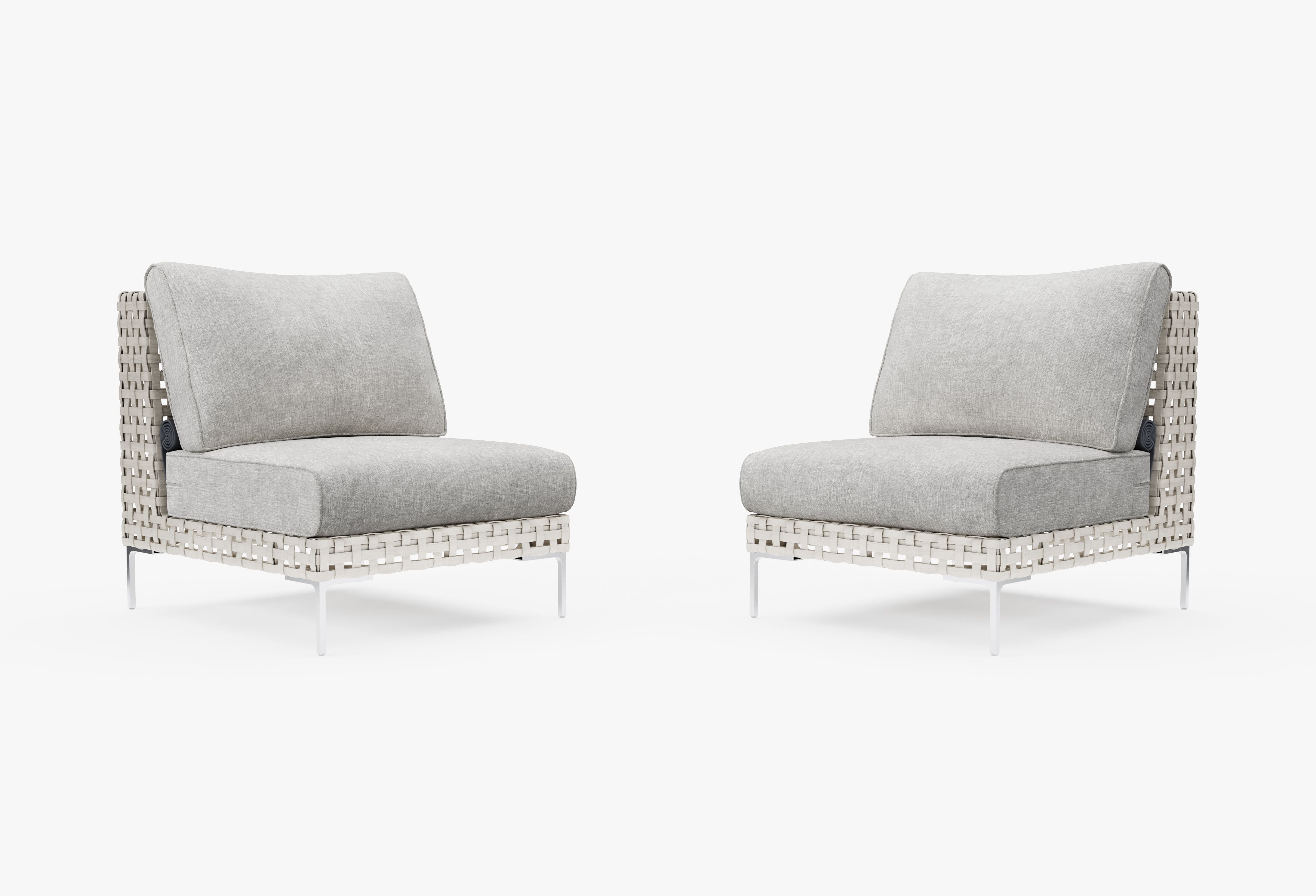 Open Weave Wicker Outdoor Armless Chair Conversation Set in Sandstone Gray #title_sandstone gray