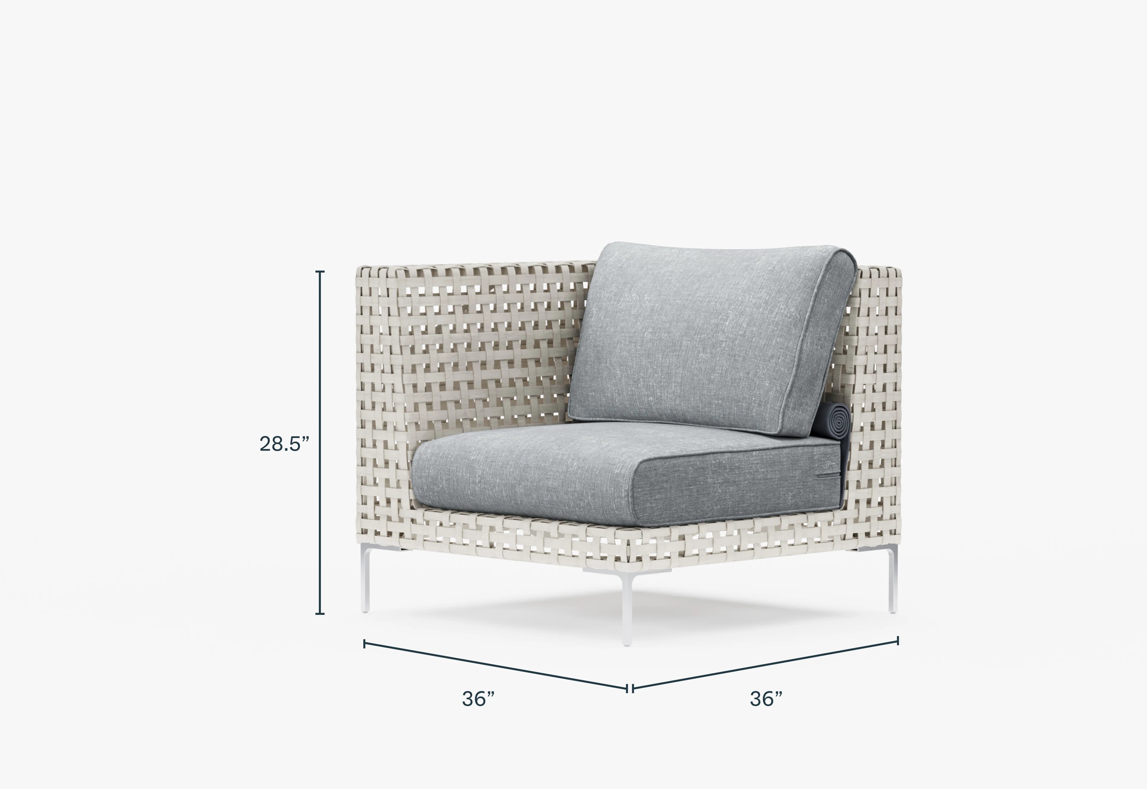 Open Weave Wicker Outdoor Corner Chair - Left/Right