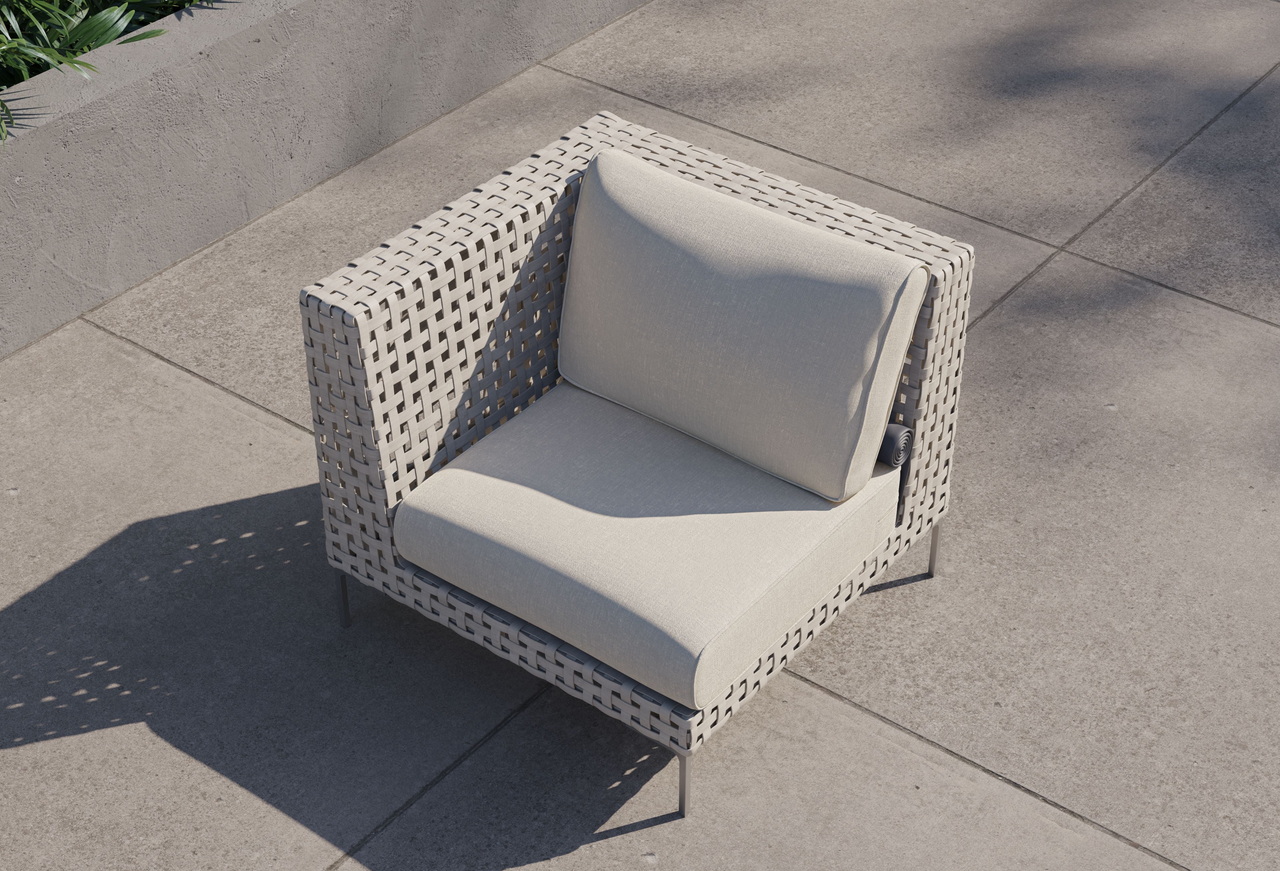 Open Weave Wicker Outdoor Corner Chair - Left/Right #color_palisades cream