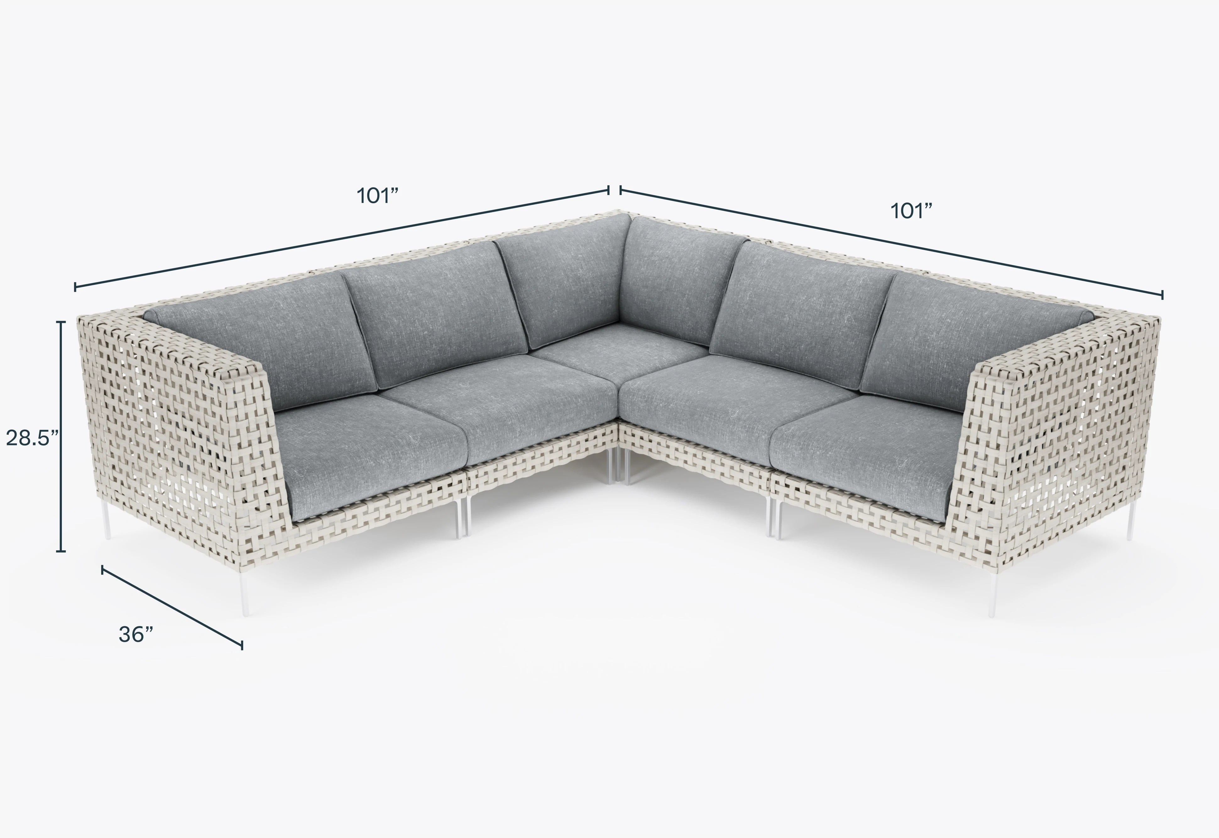 Open Weave Wicker Outdoor Corner Sectional - 5 Seat