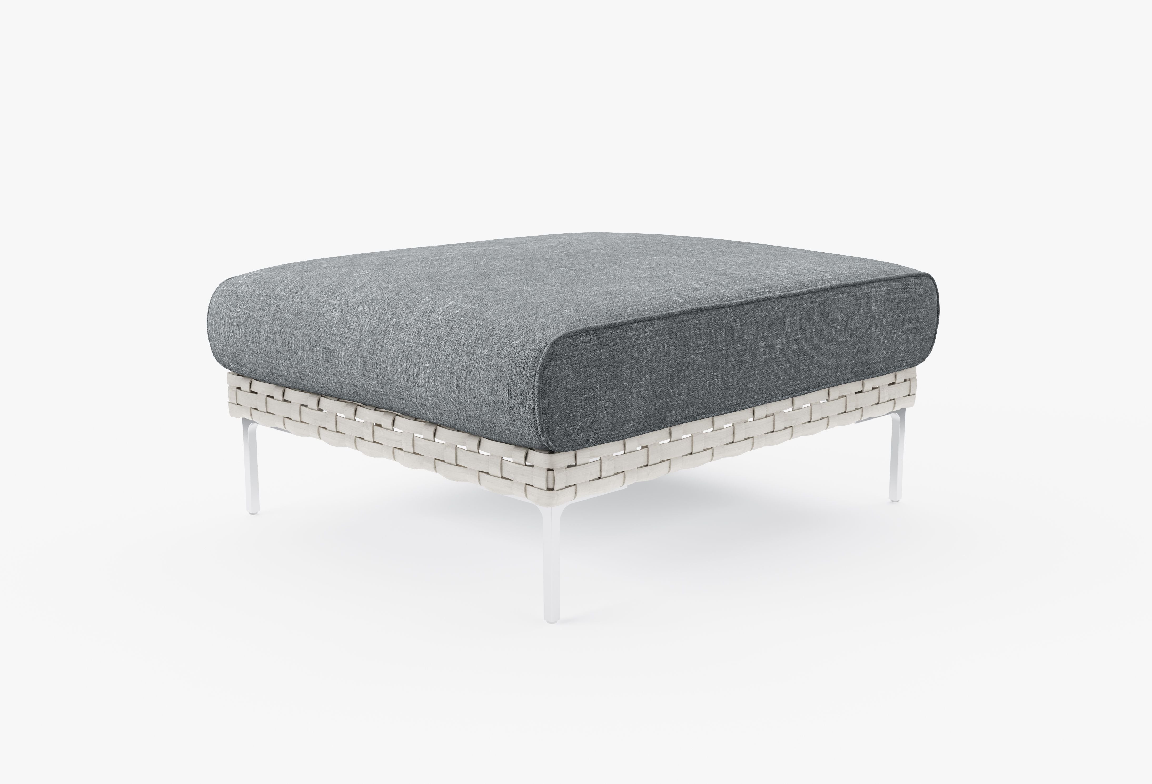 Open Weave Wicker Outdoor Ottoman in Pacific Fog Gray #title_pacific fog gray