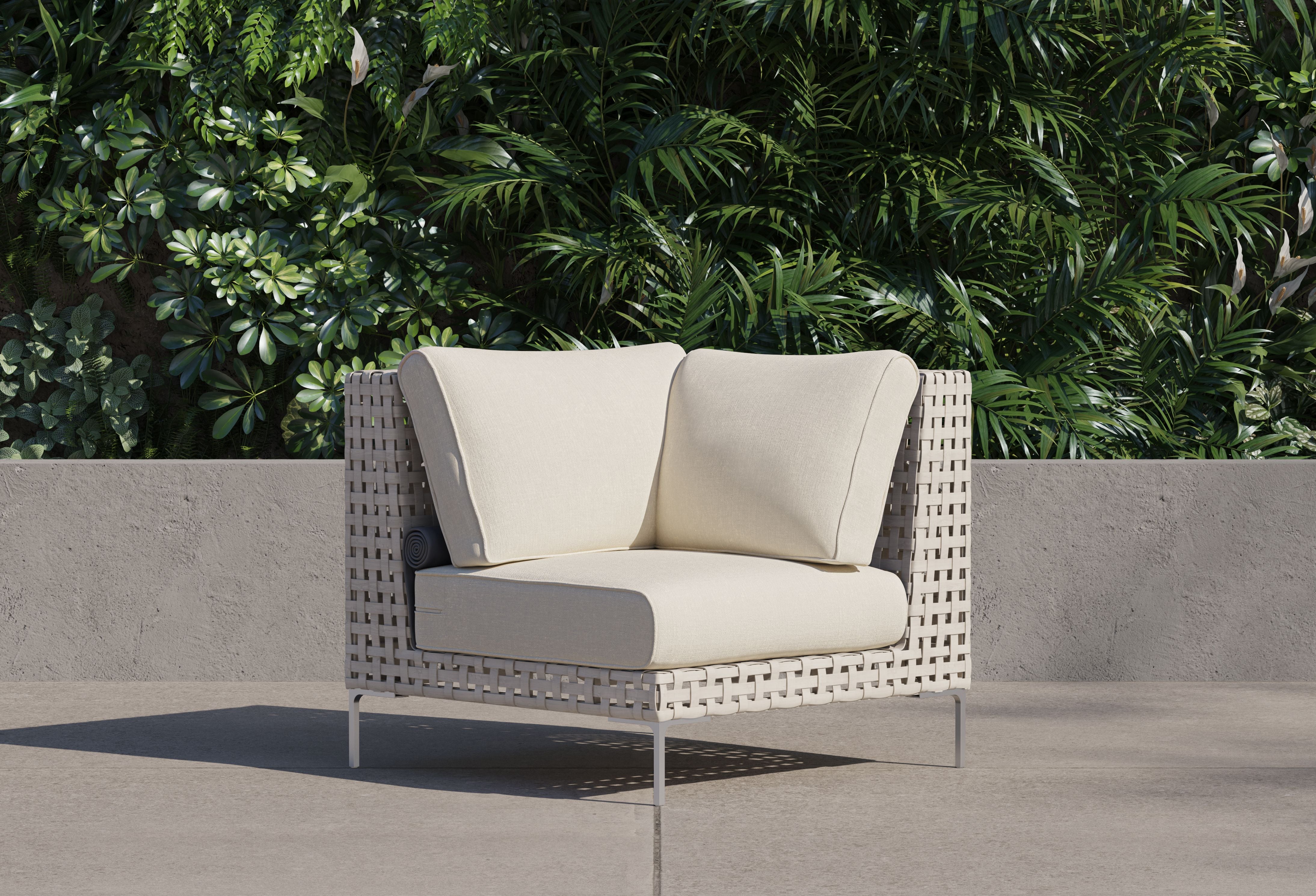 Open Weave Wicker Outdoor Sectional Chair #color_palisades cream