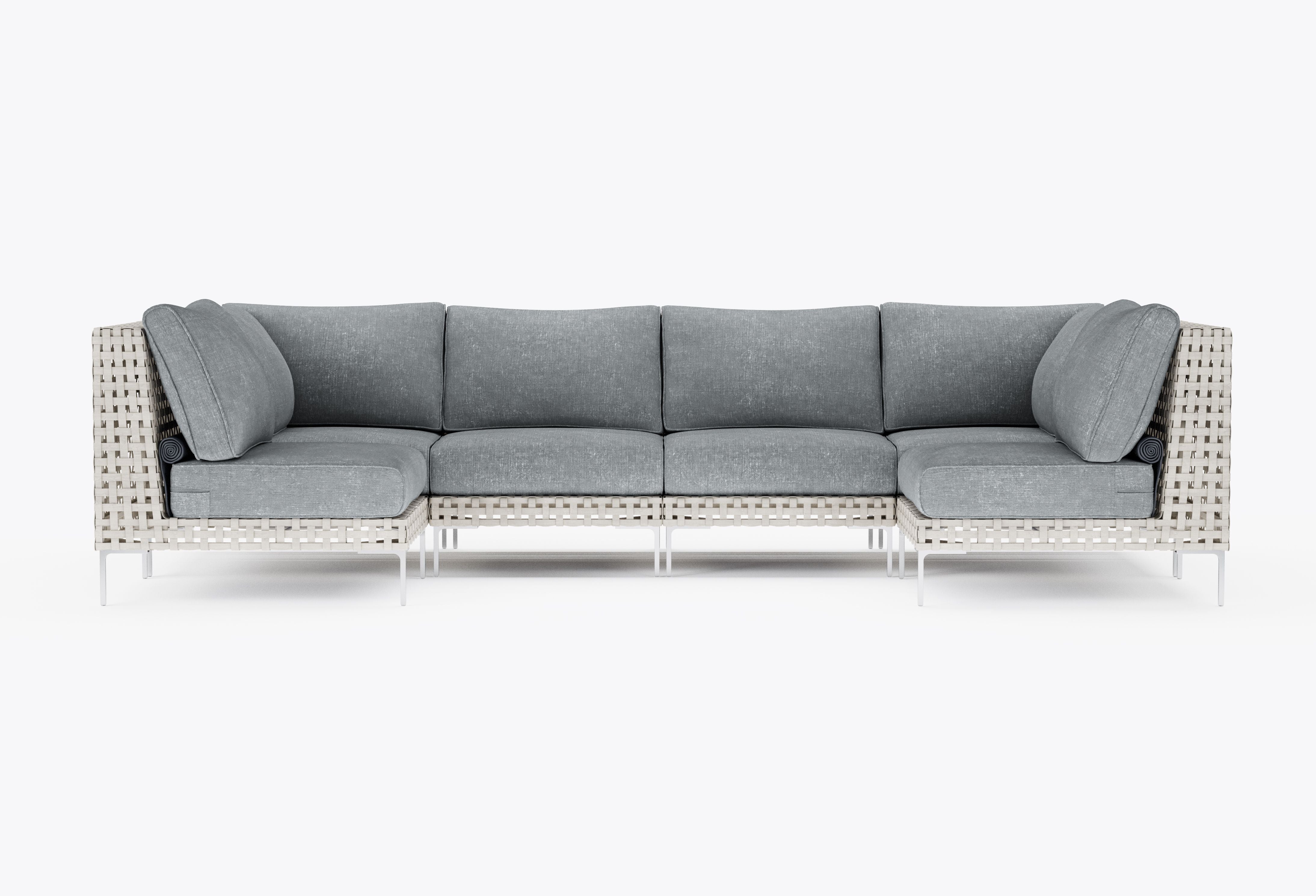 Open Weave Wicker U Sectional - 6 Seat in Pacific Fog Gray #title_pacific fog gray