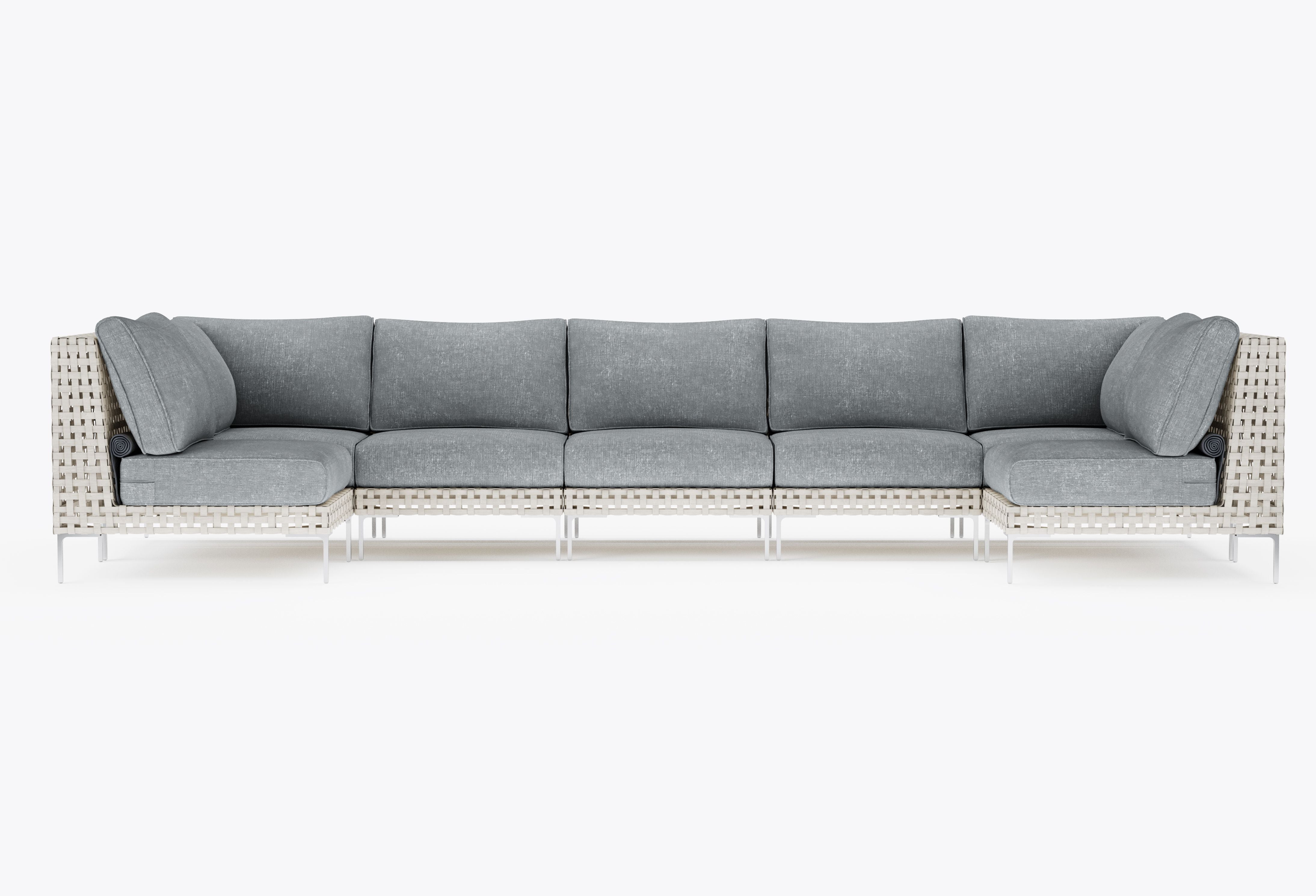 Open Weave Wicker U Sectional - 7 Seat in Pacific Fog Gray #title_pacific fog gray