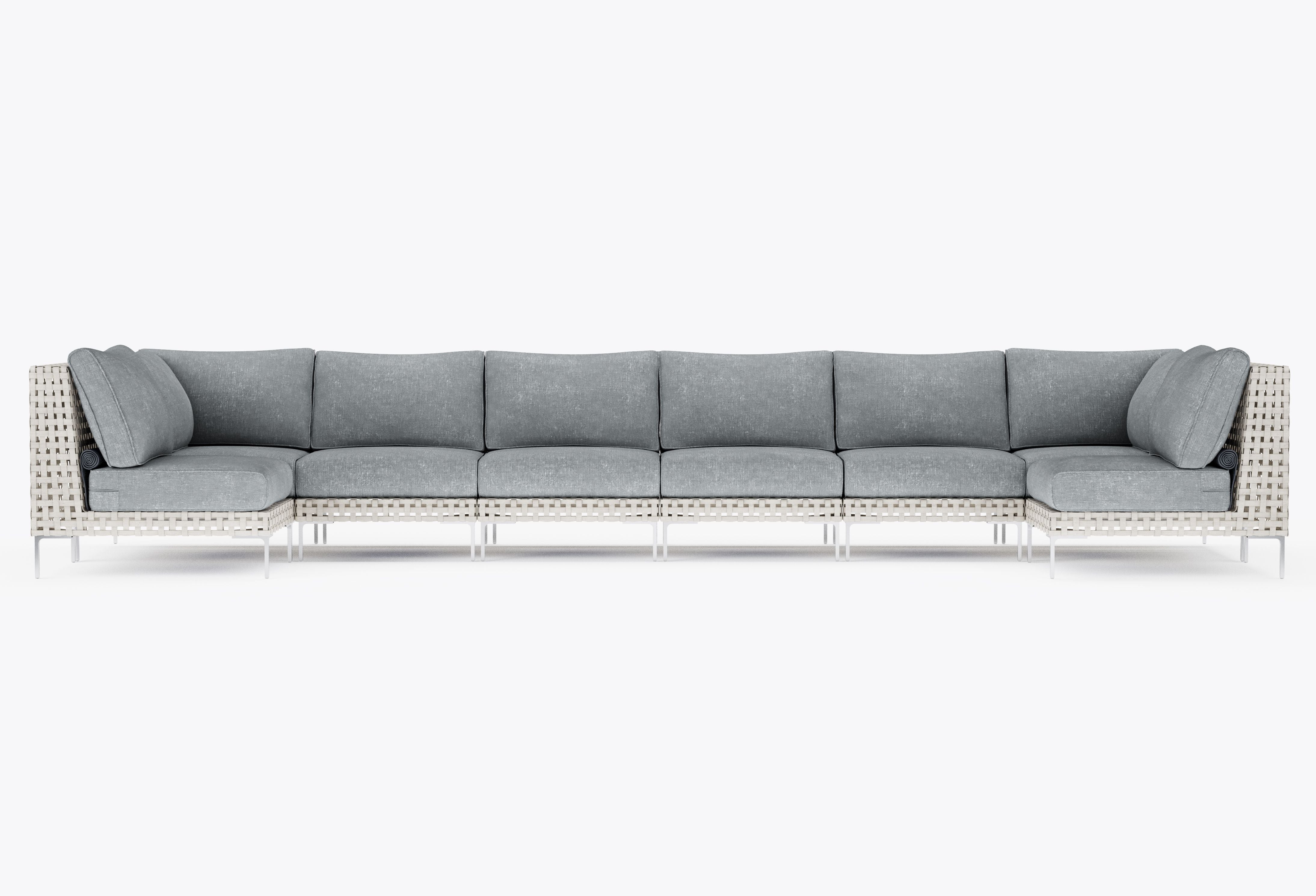 Open Weave Wicker U Sectional - 8 Seat in Pacific Fog Gray #color_pacific fog gray