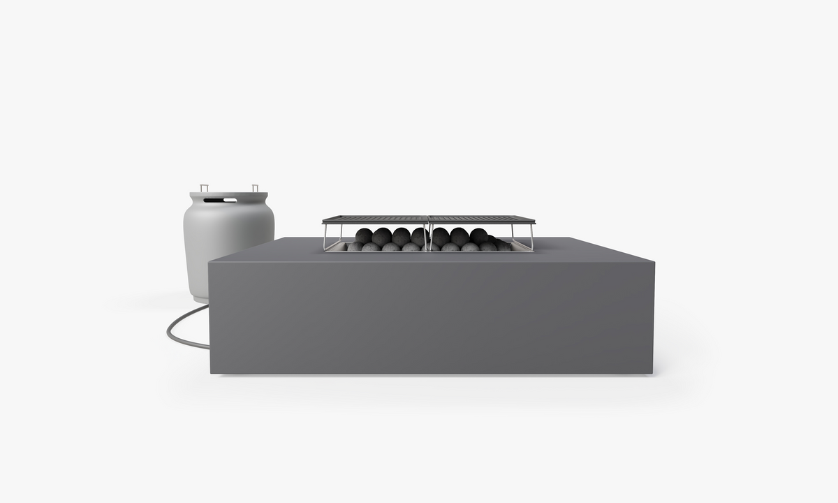 Outer rectangular concrete fire pit table